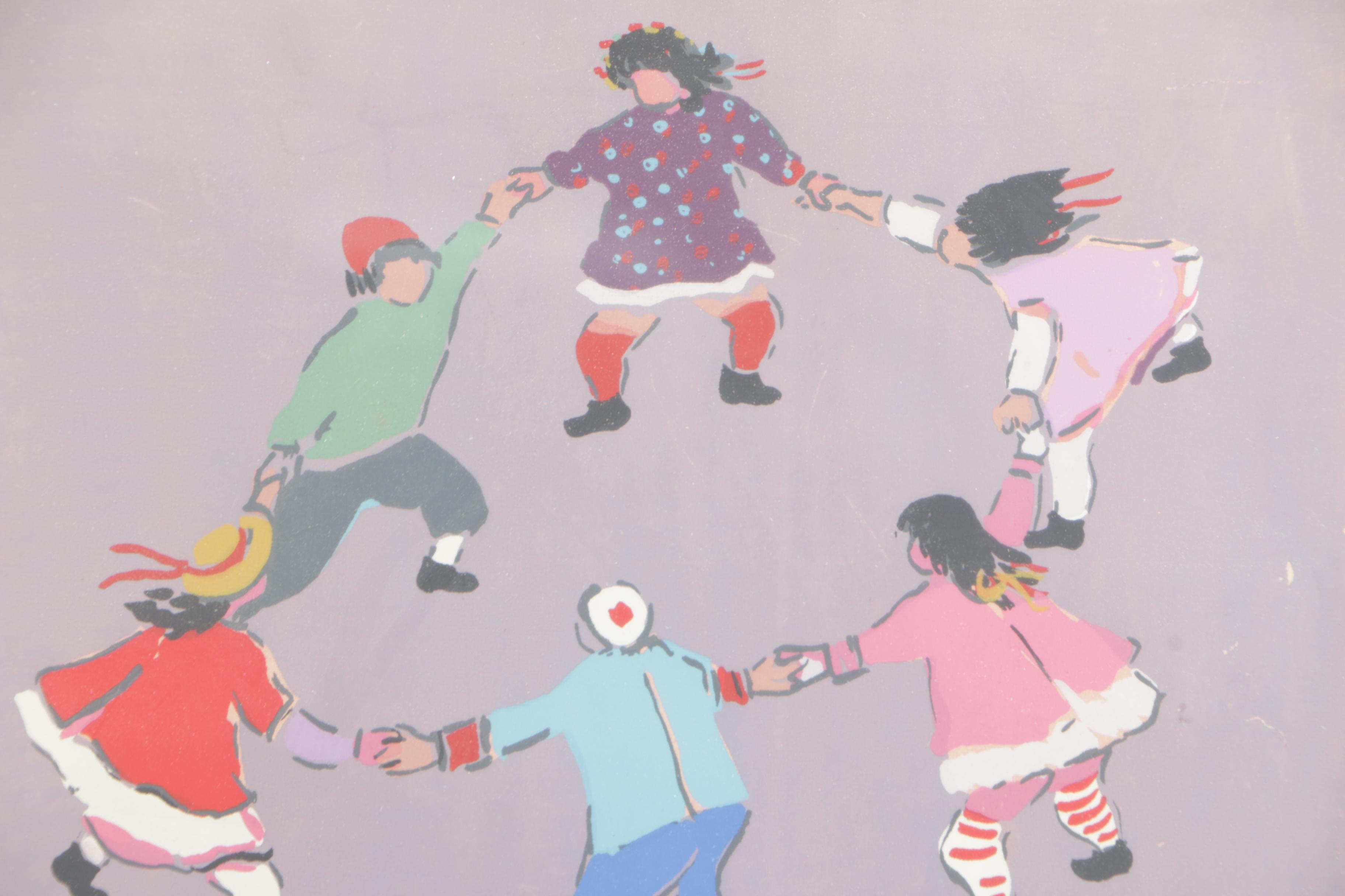 Moura Chabor Serigraph on Paper of Children Playing