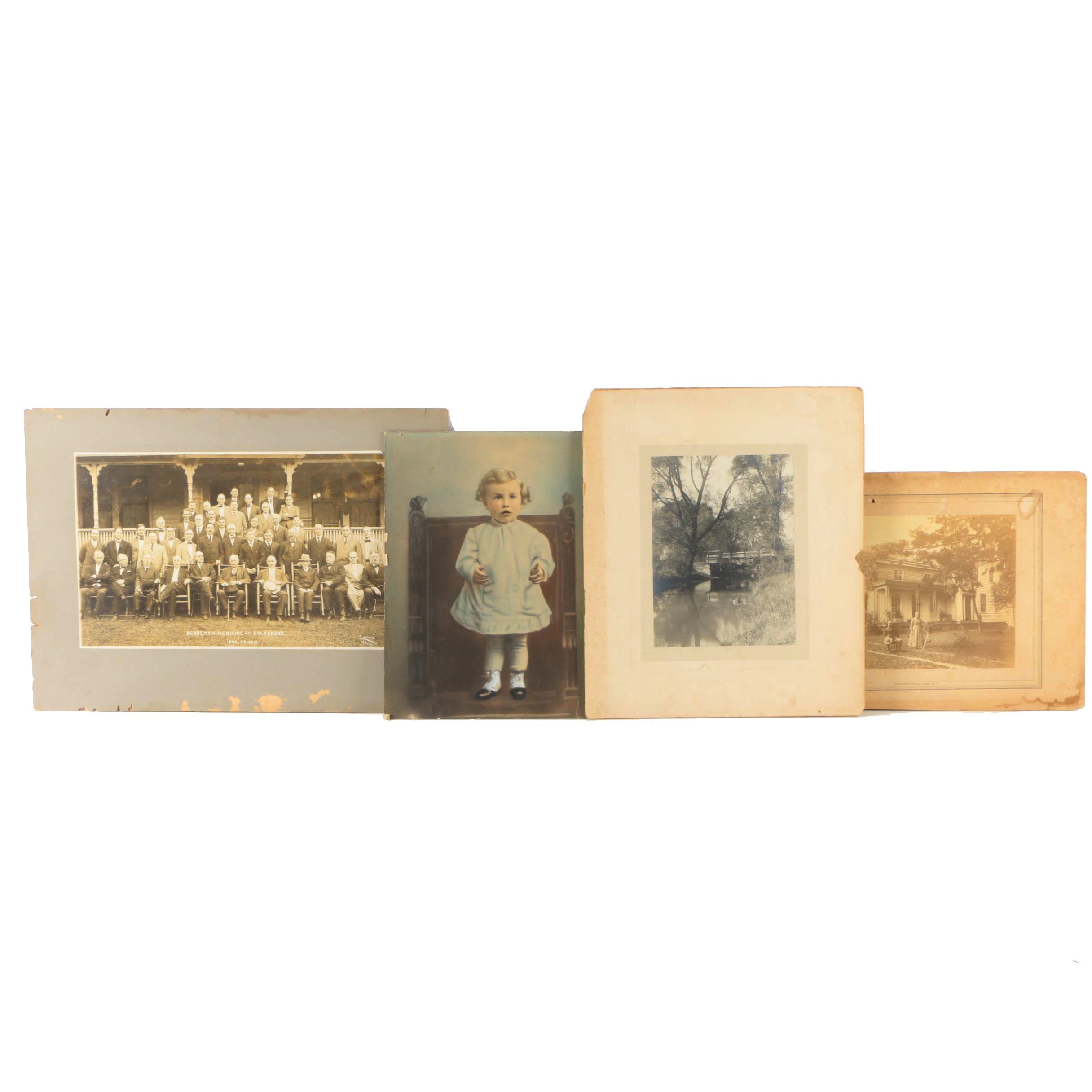 Silver Gelatin Process Photographs and Antique Crayon Portrait