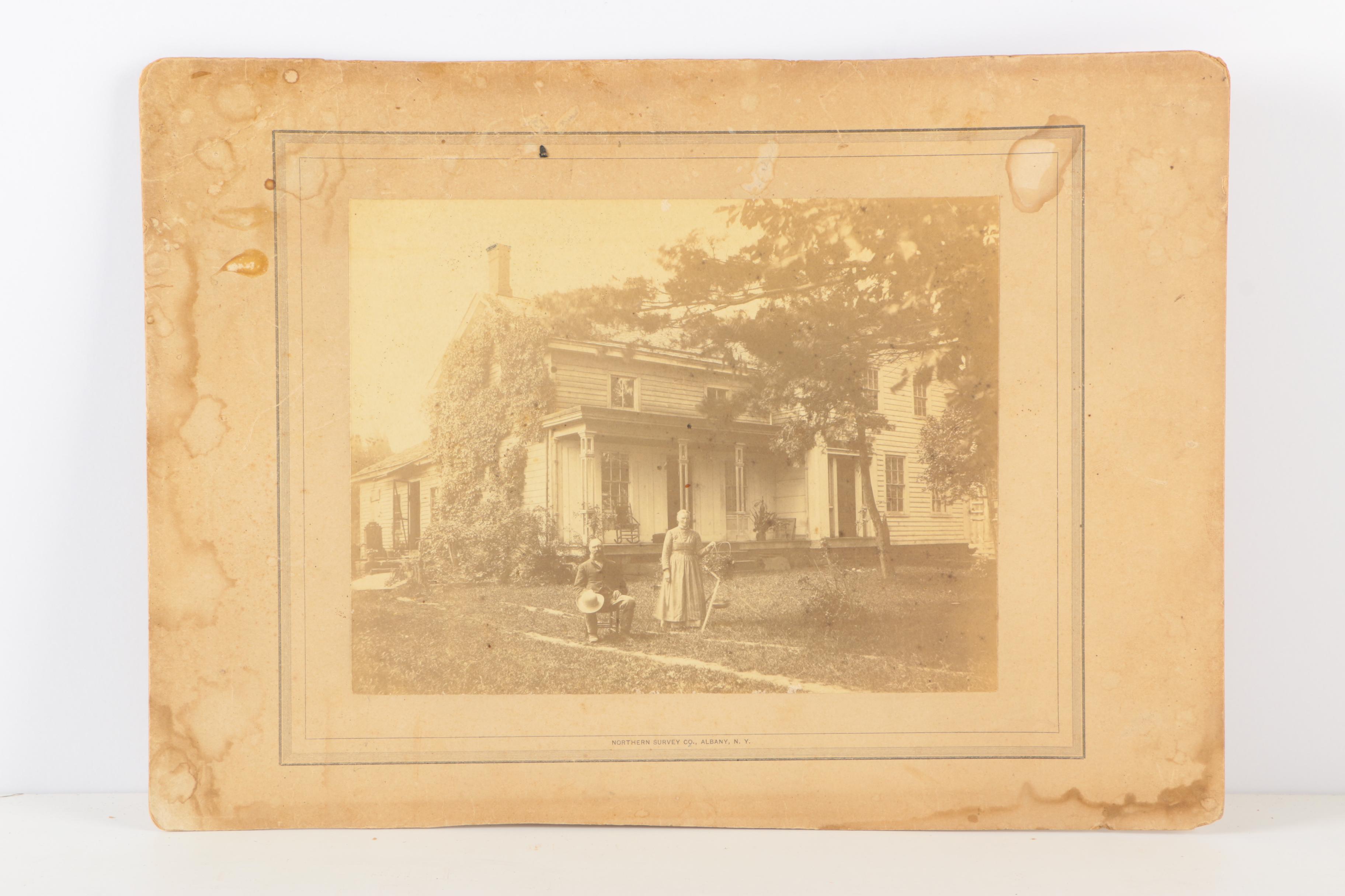 Silver Gelatin Process Photographs and Antique Crayon Portrait