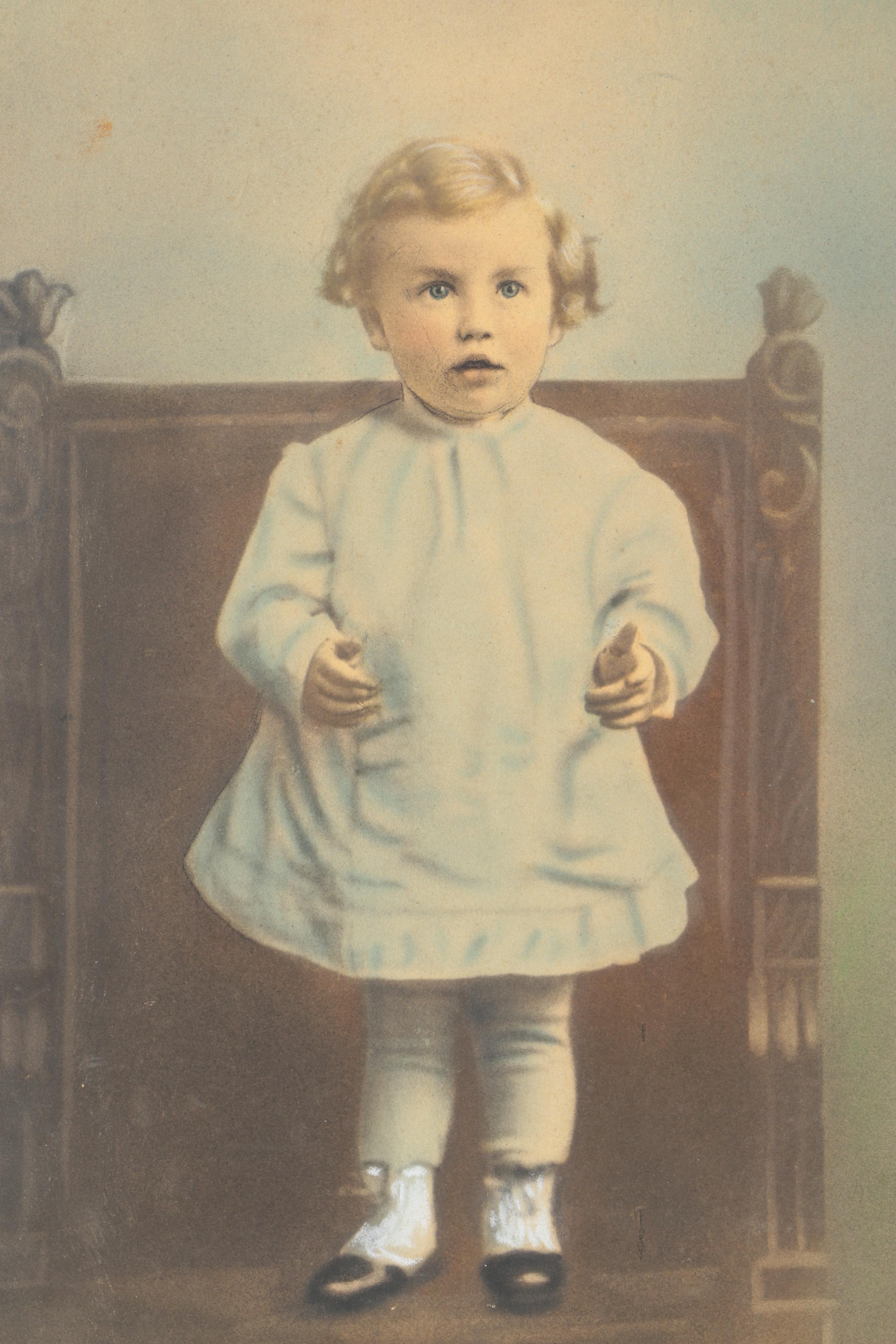 Silver Gelatin Process Photographs and Antique Crayon Portrait