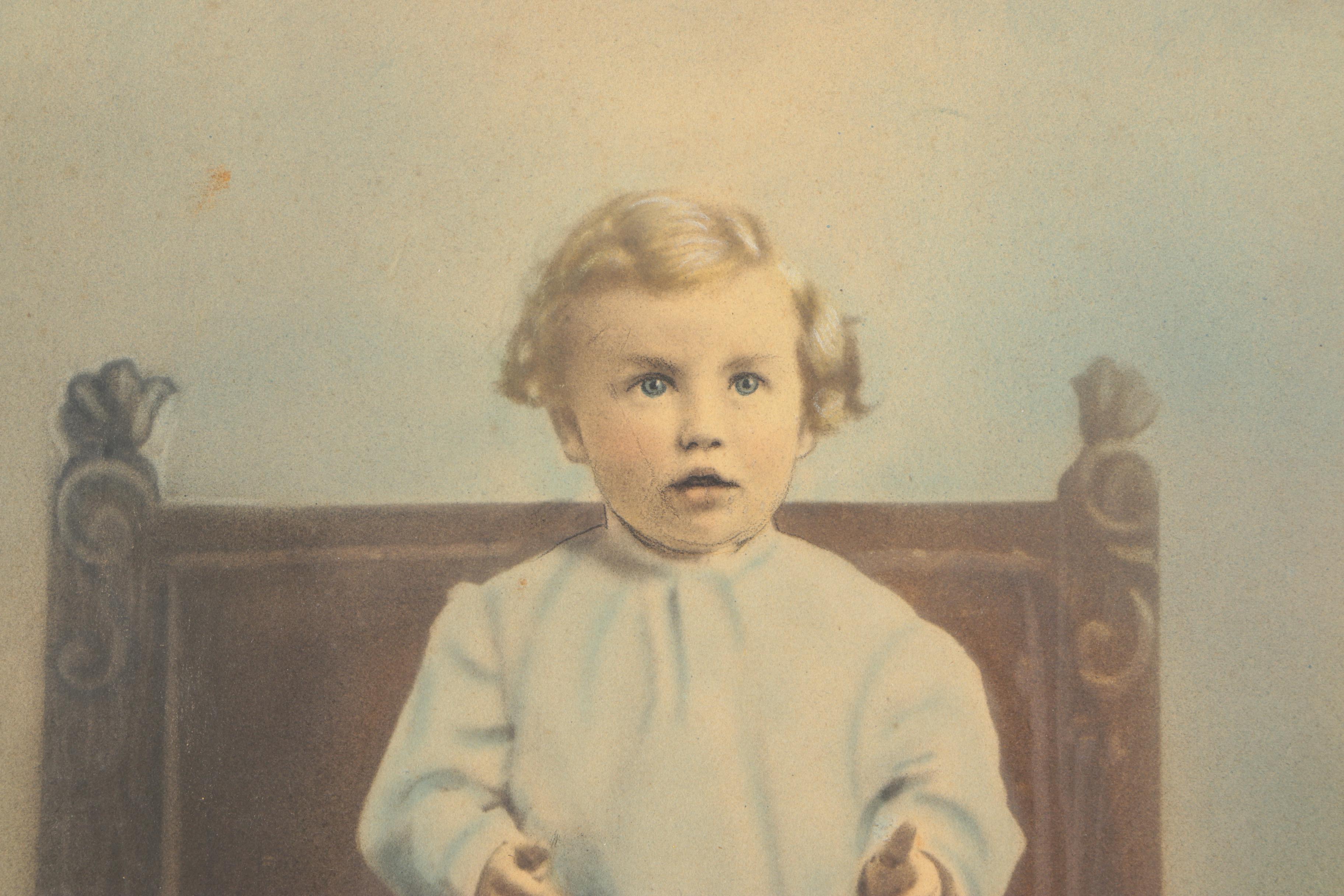 Silver Gelatin Process Photographs and Antique Crayon Portrait