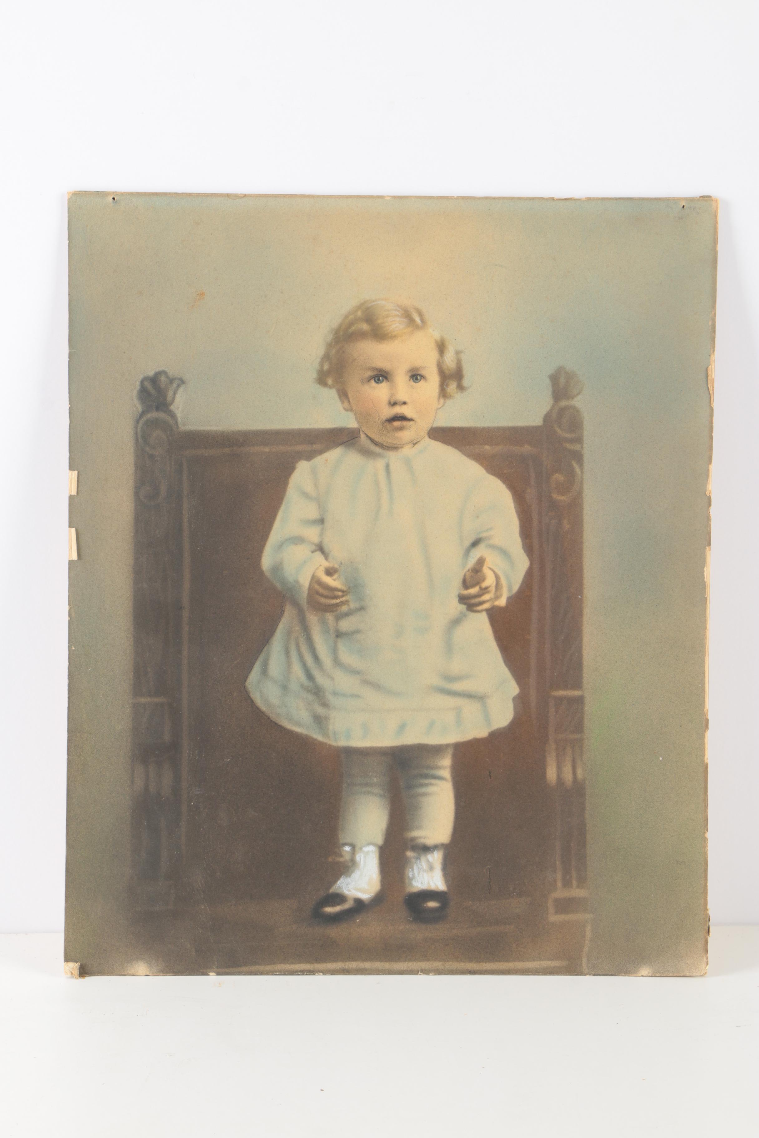 Silver Gelatin Process Photographs and Antique Crayon Portrait