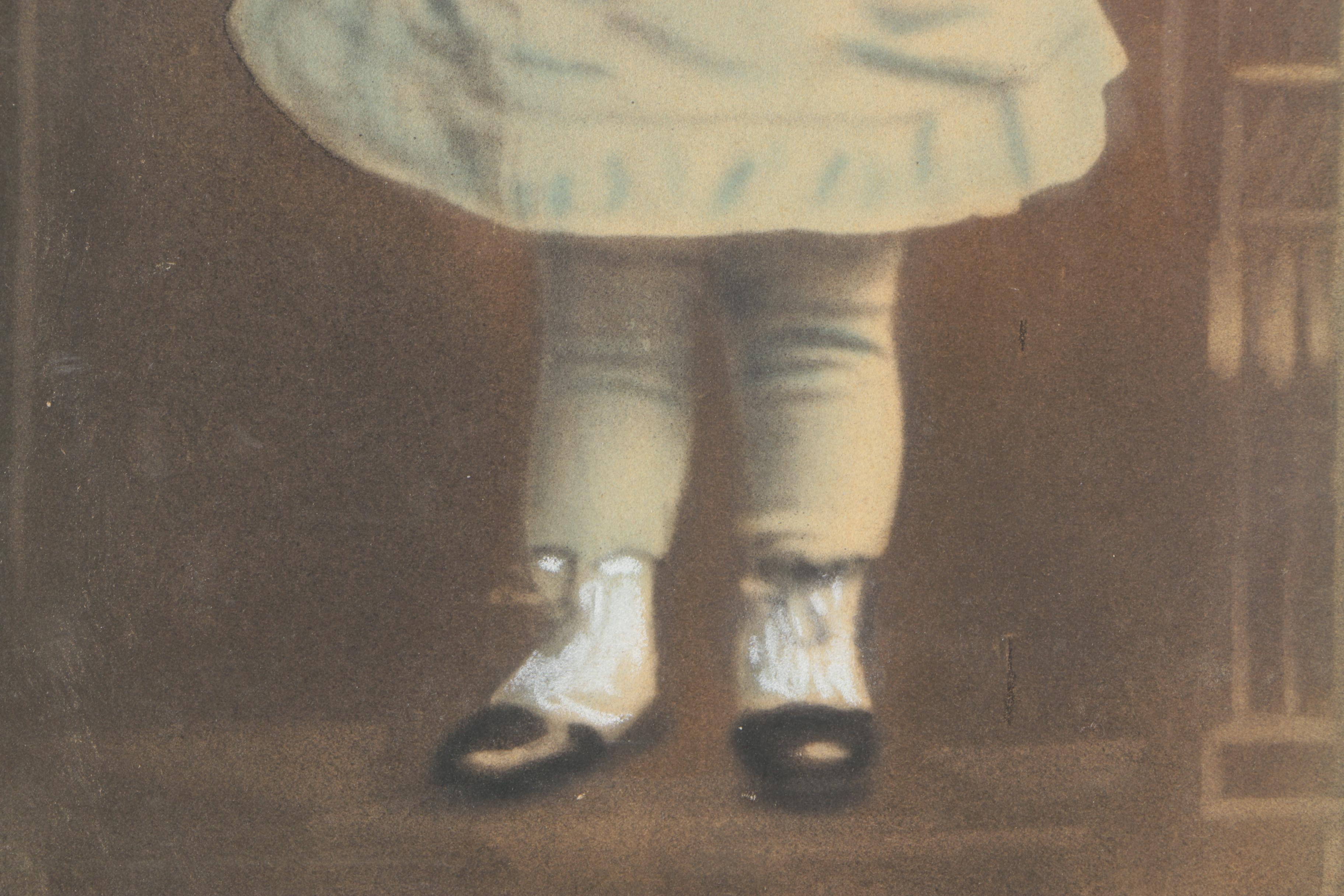 Silver Gelatin Process Photographs and Antique Crayon Portrait