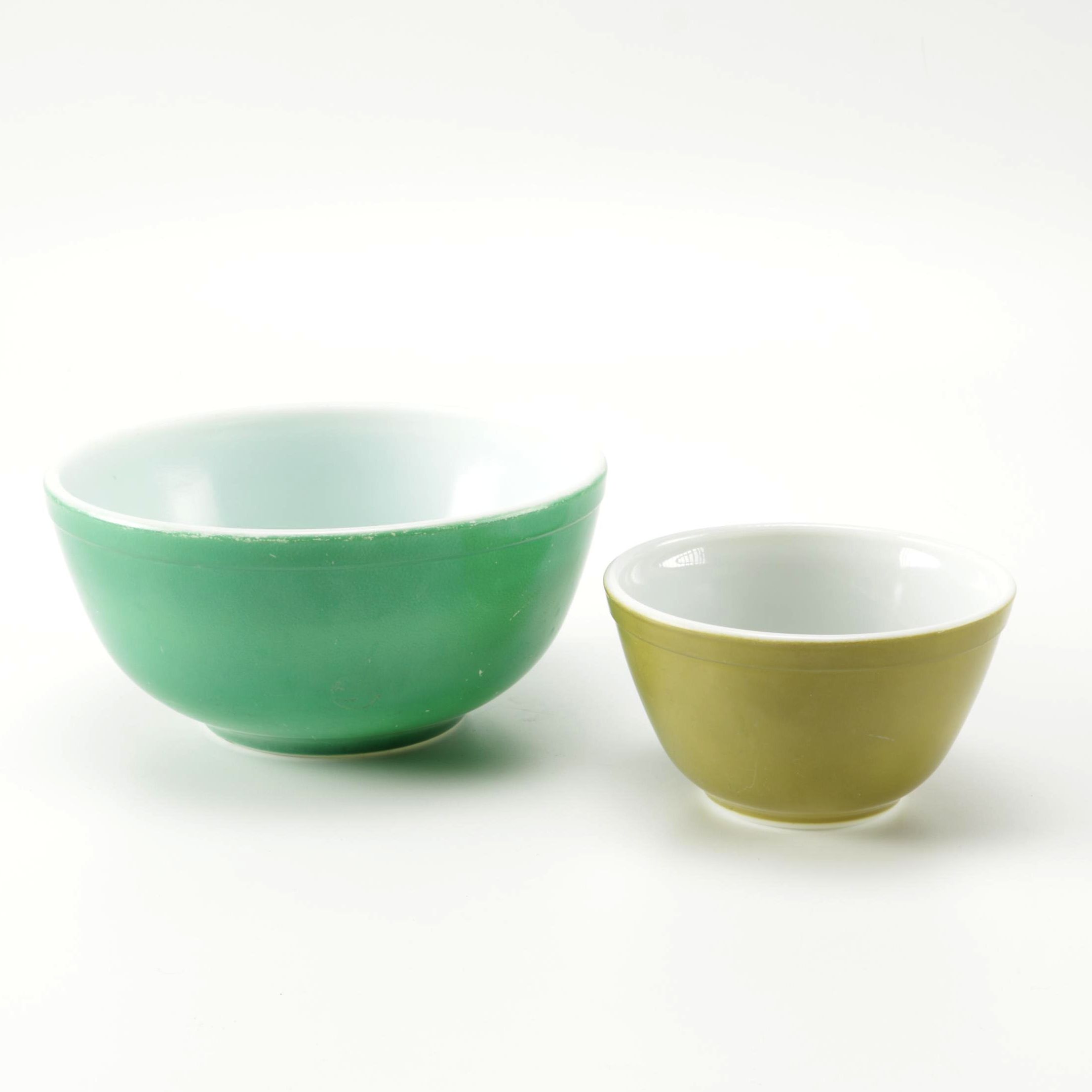 Vintage Pyrex Green Glass Mixing Bowls