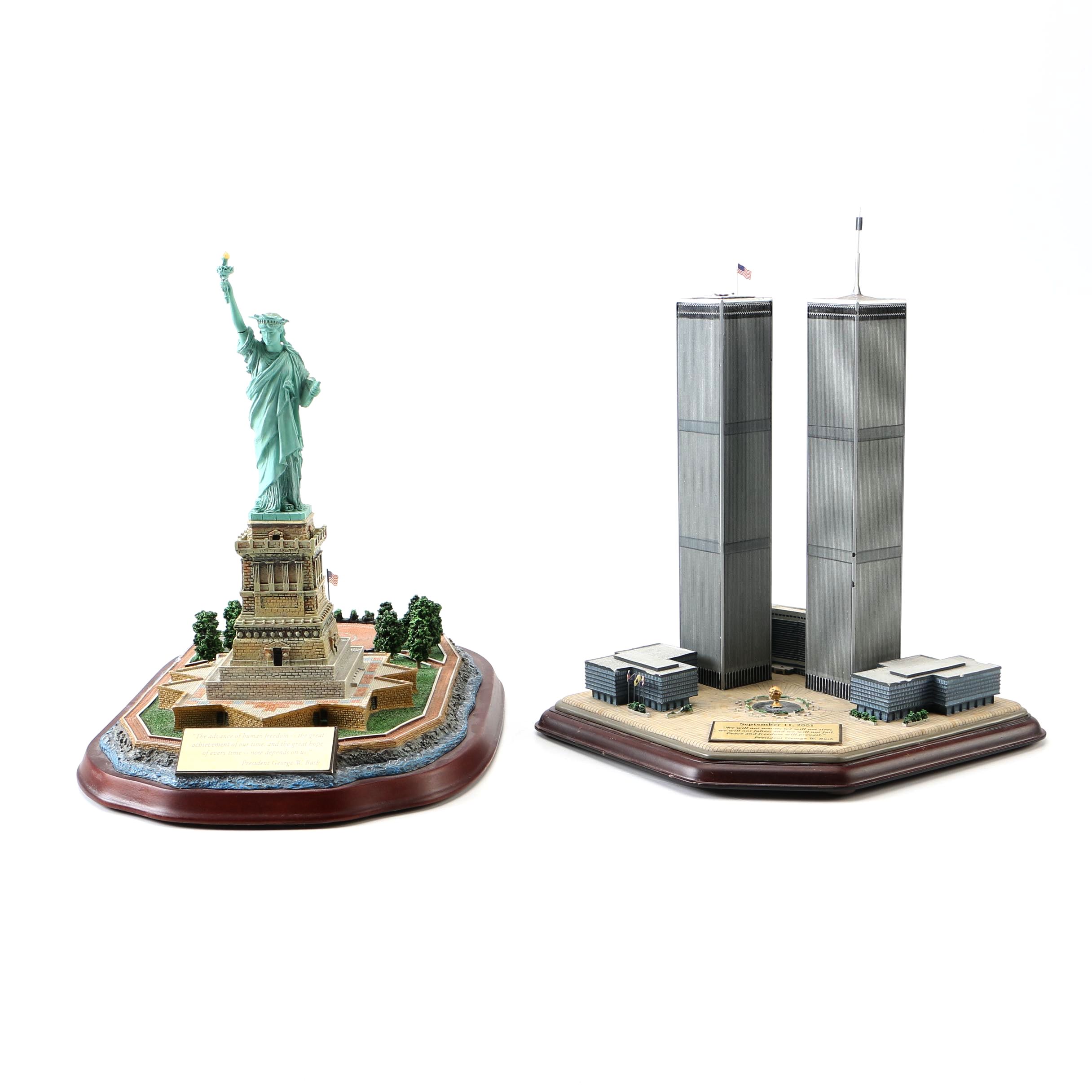 Statue of Liberty and Twin Tower Scale Models