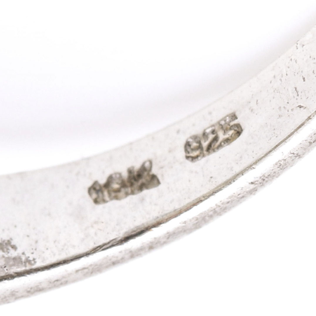 Sterling Silver Praseolite and Diamond Ring