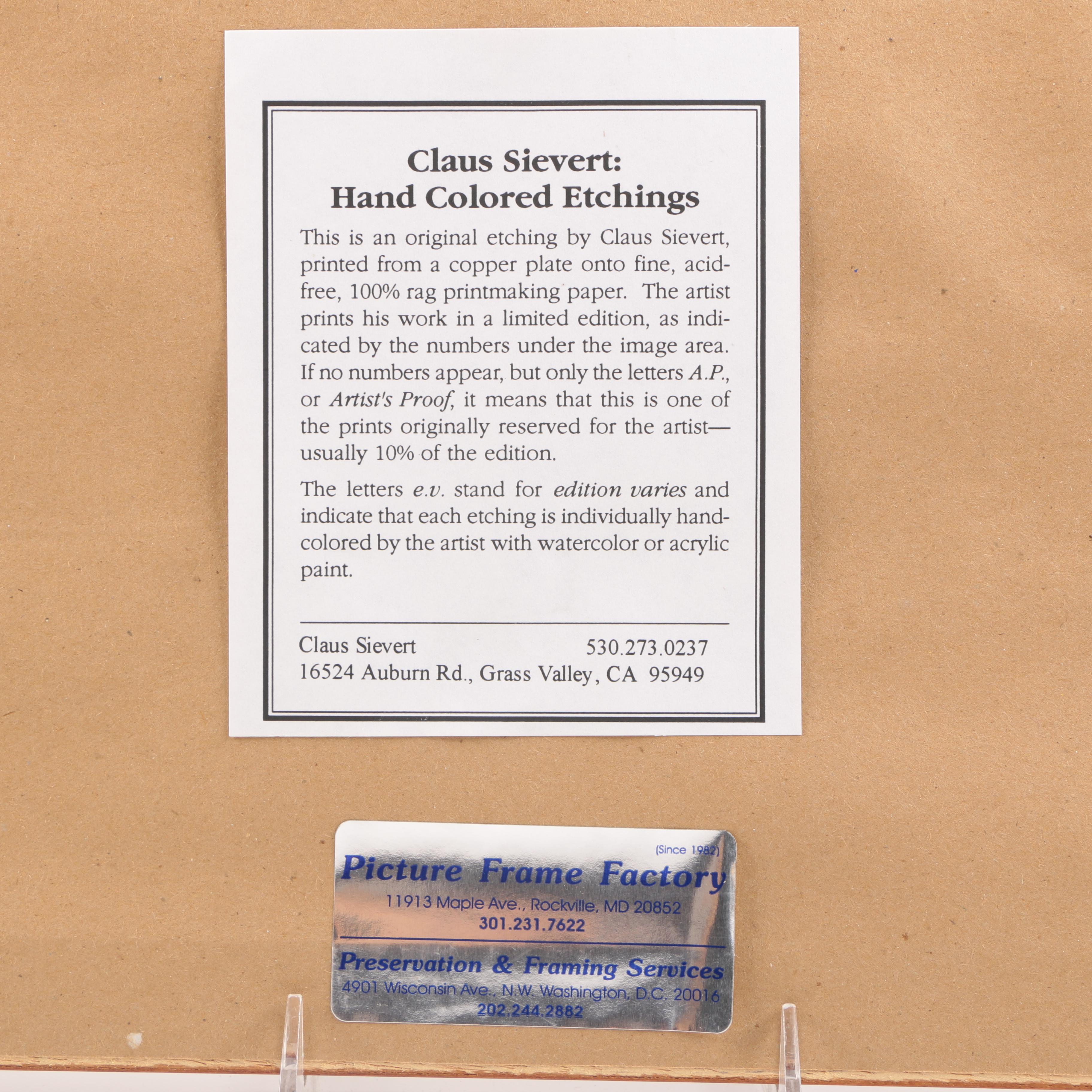 Claus Sievert Limited Edition Hand-Colored Etching "Tenaya Sentinel"