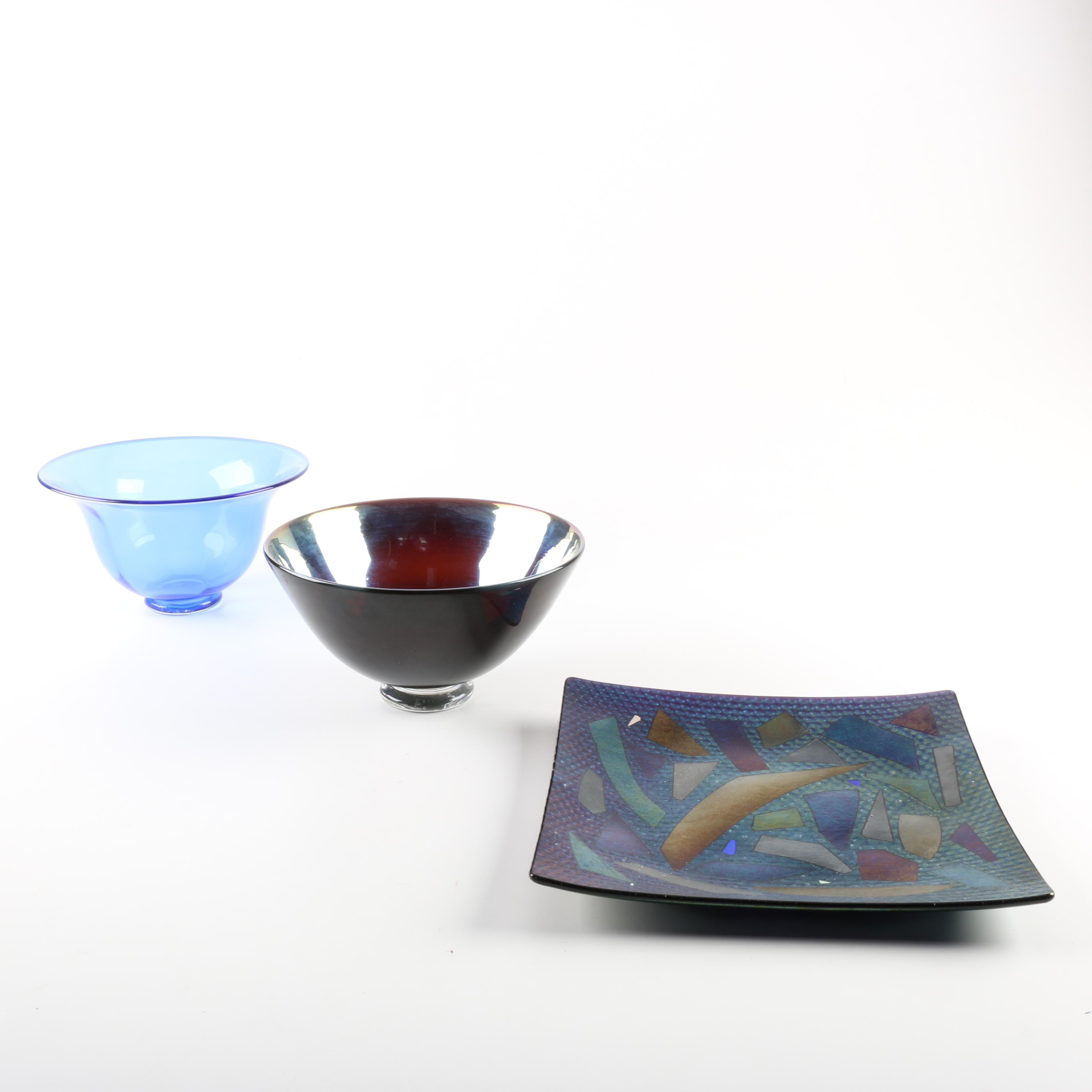 Art Glass Bowls and a Plate Including Corradetti