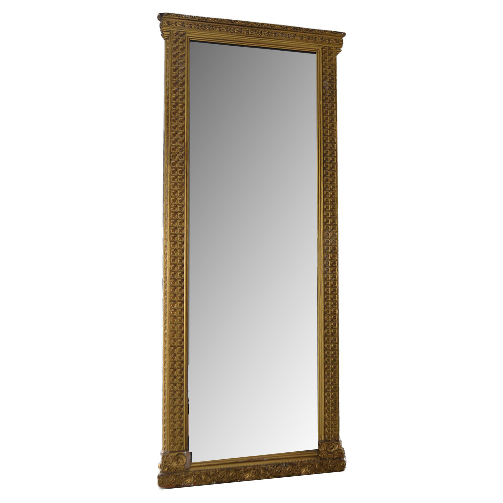 Tall Vintage Gold Tone Wall Mirror
