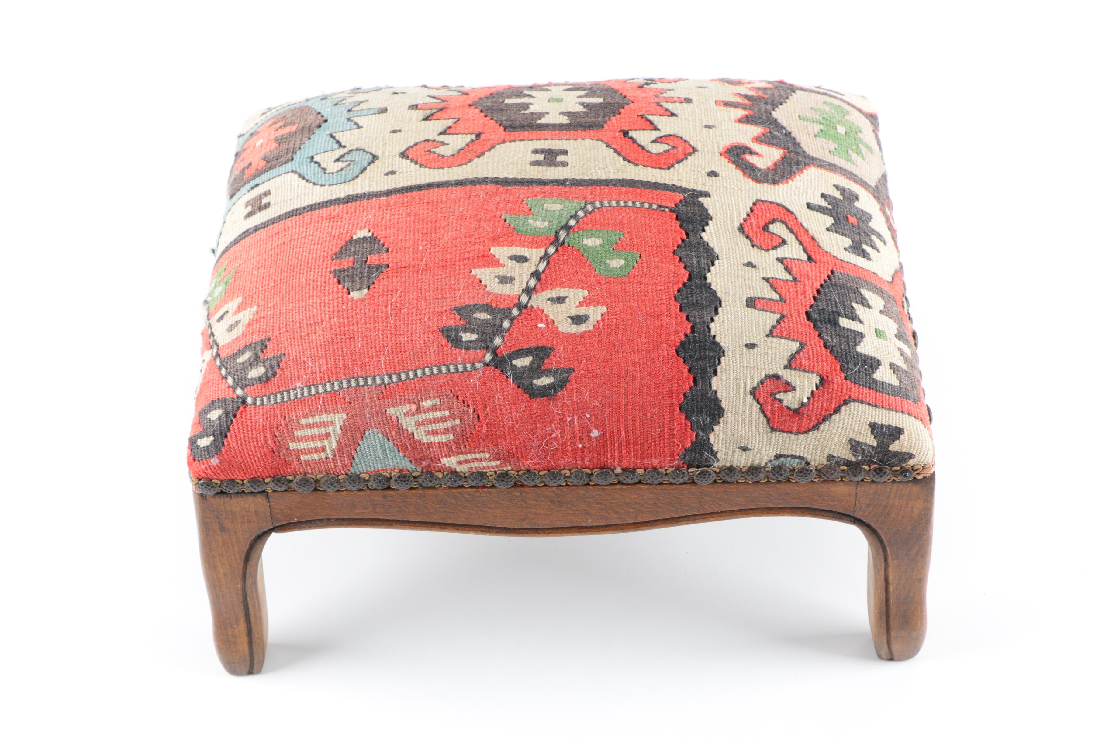 Kilim Upholstered Footstool