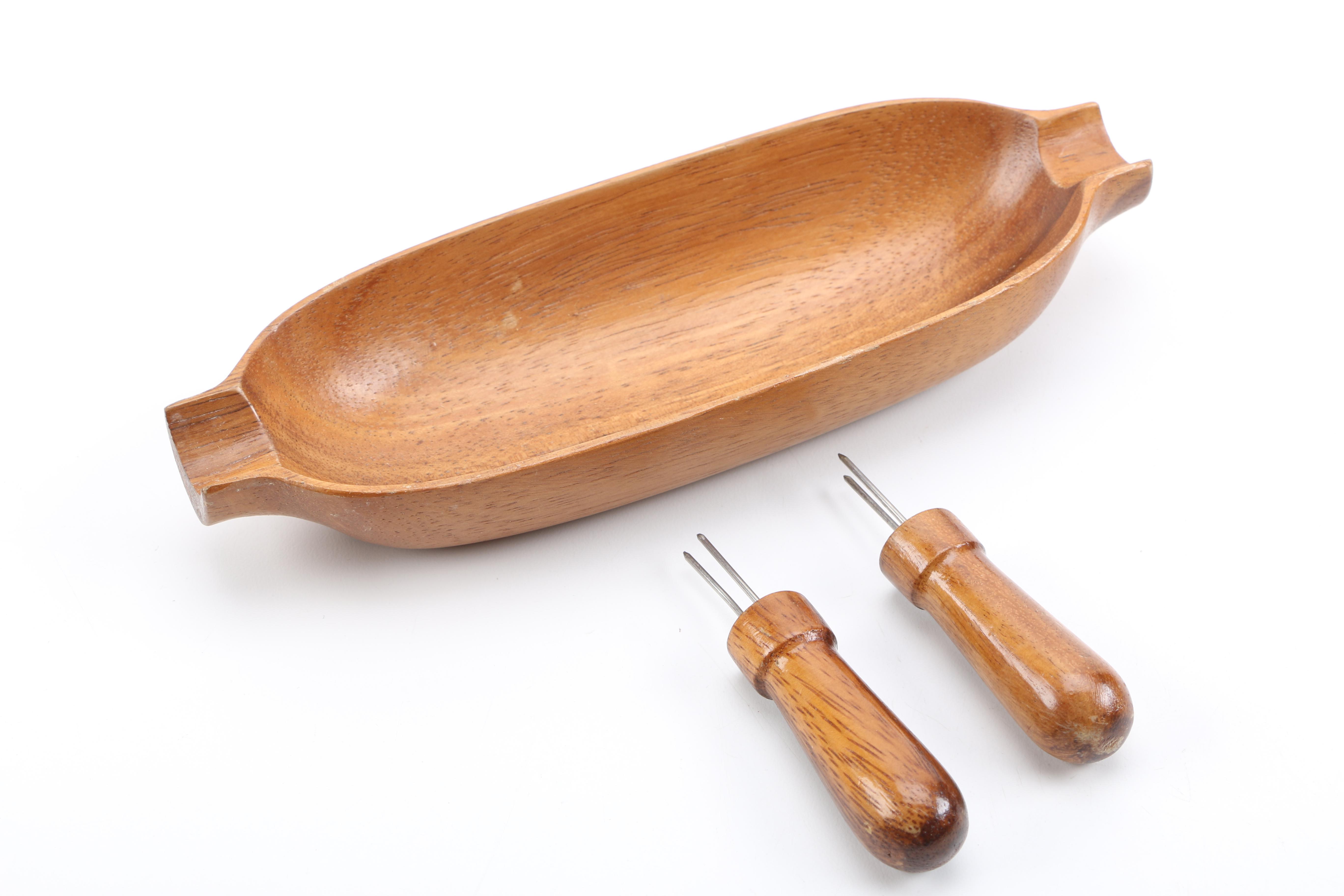 Wooden Corn Cob Dishes and Skewers