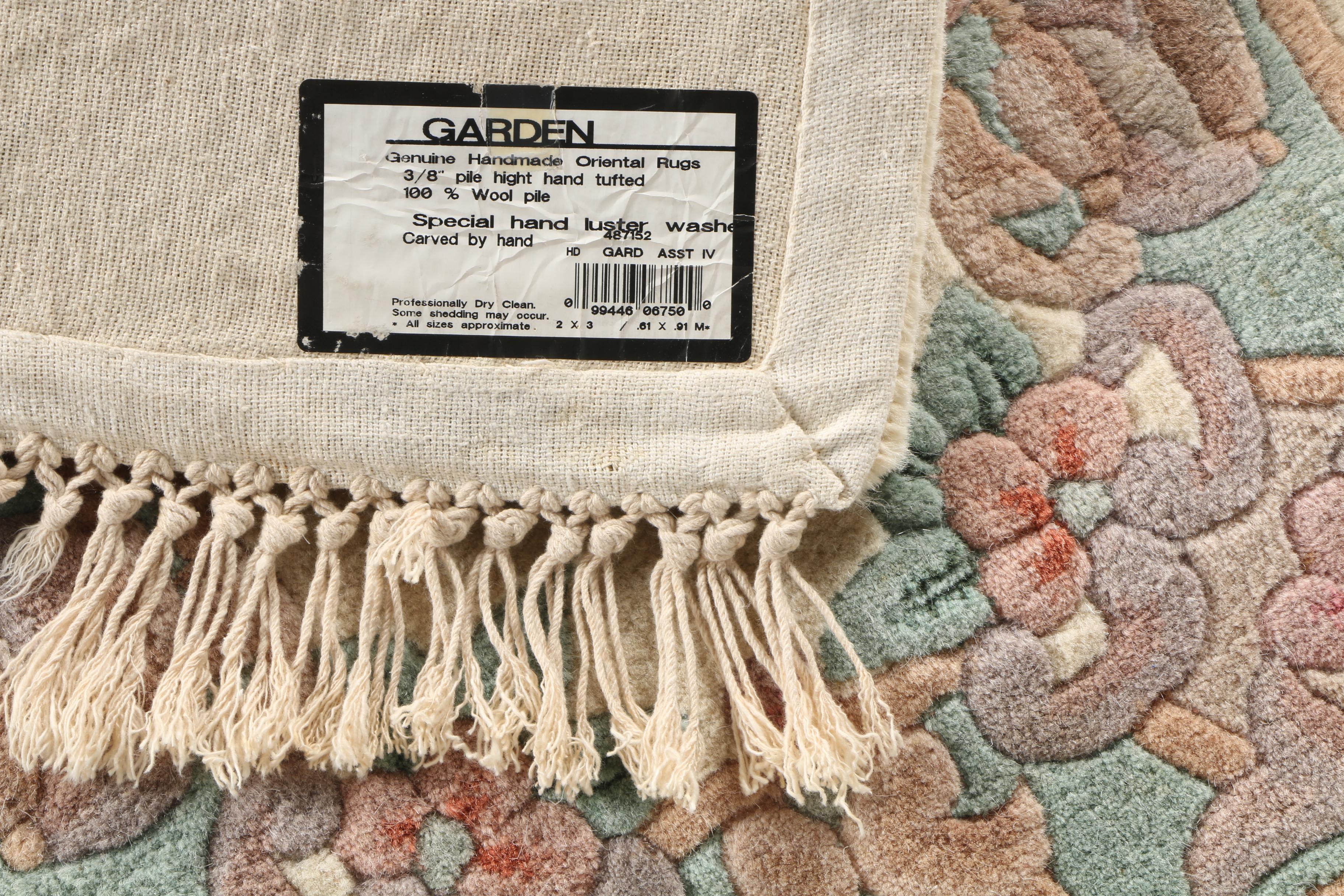 Hand-Knotted Chinese Floral Wool Accent Rug