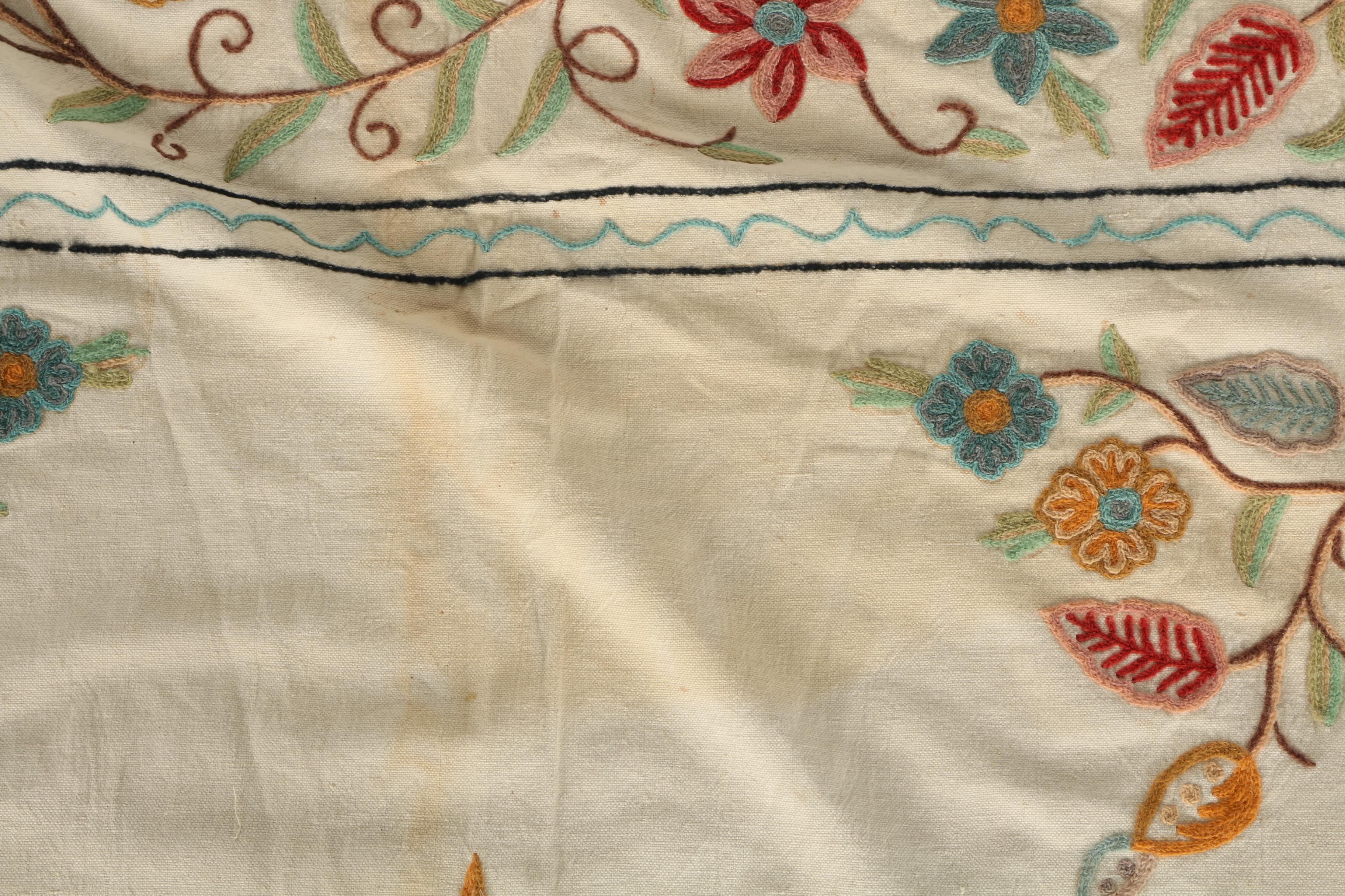 Crewelwork Embroidered Floral Textile
