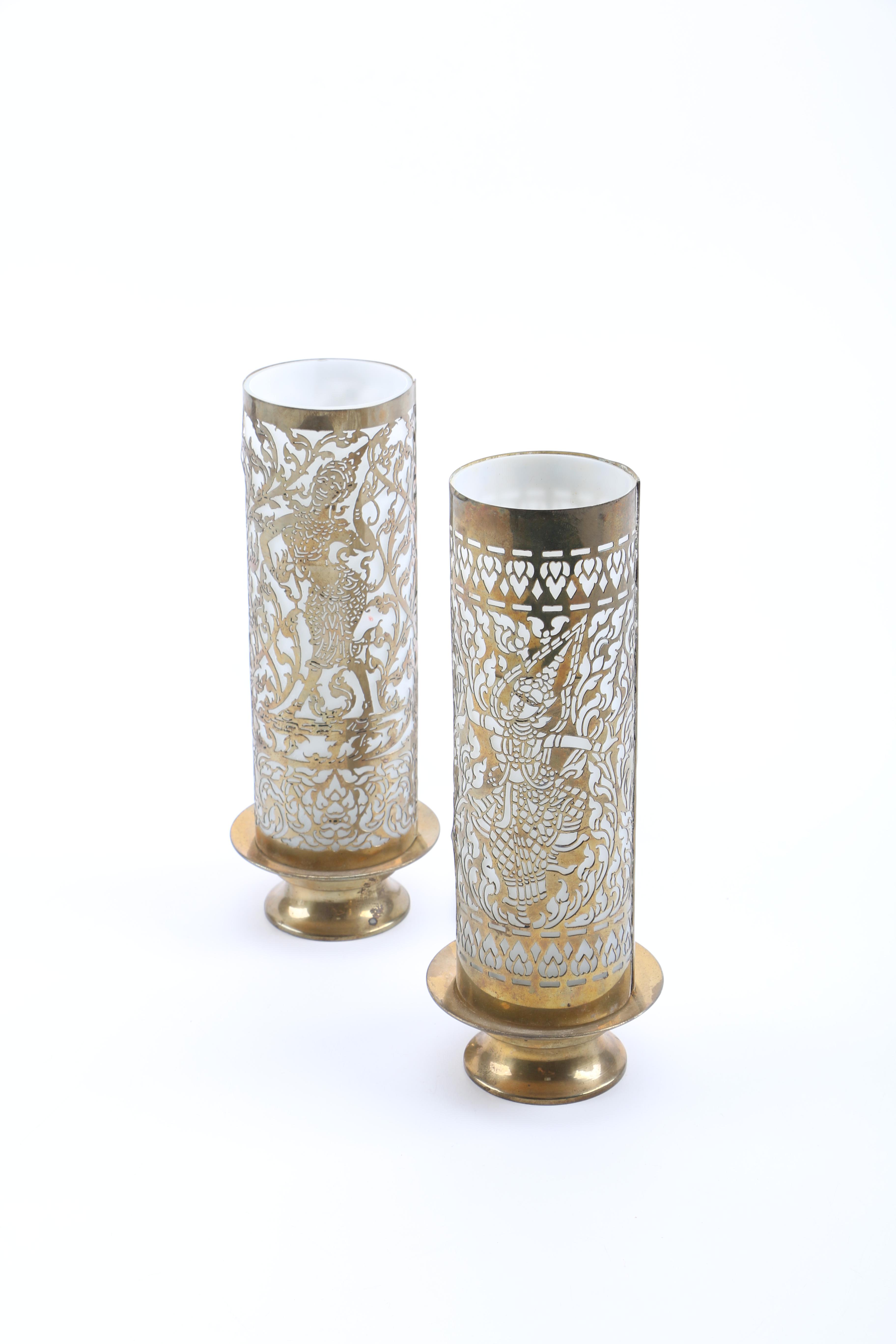 Brass Balinese Style Accent Lamps