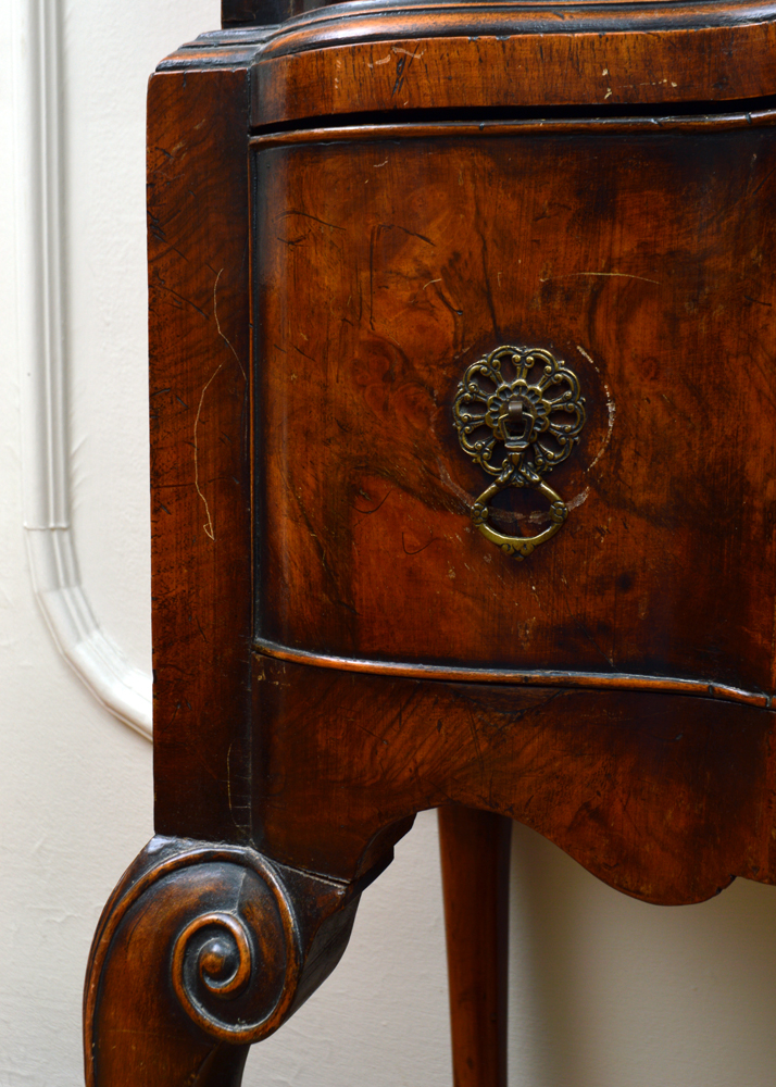 Antique Queen Anne Style Walnut Burl Highboy