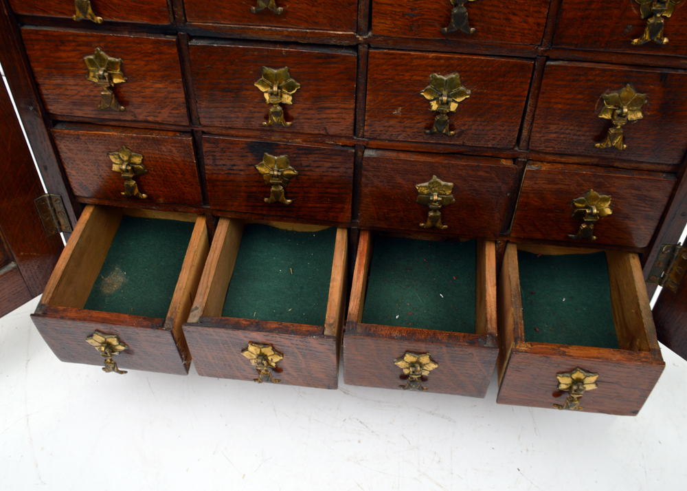 Antique Tiger Oak Apothecary Cabinet