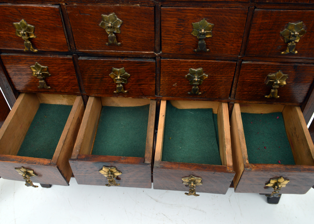 Antique Tiger Oak Apothecary Cabinet