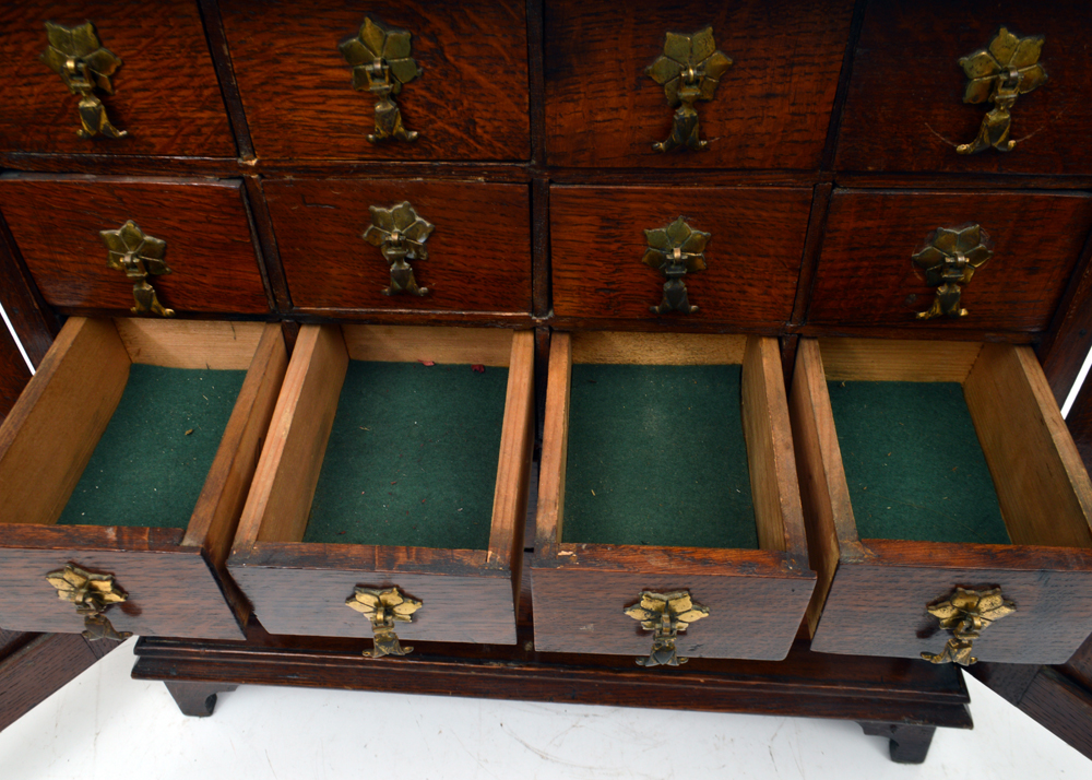 Antique Tiger Oak Apothecary Cabinet