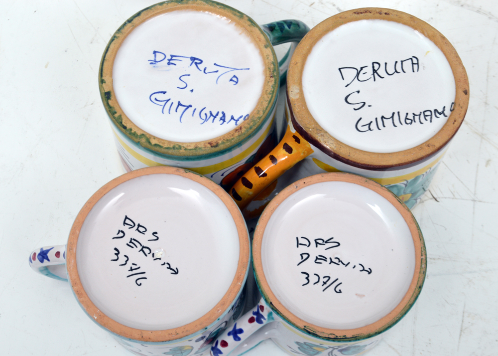 Assortment of Hand-Painted Italian Tableware Including Deruta