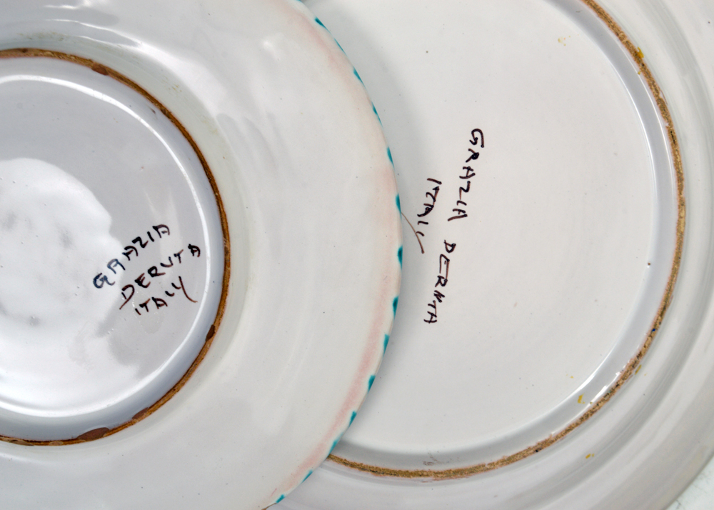 Assortment of Hand-Painted Italian Tableware Including Deruta