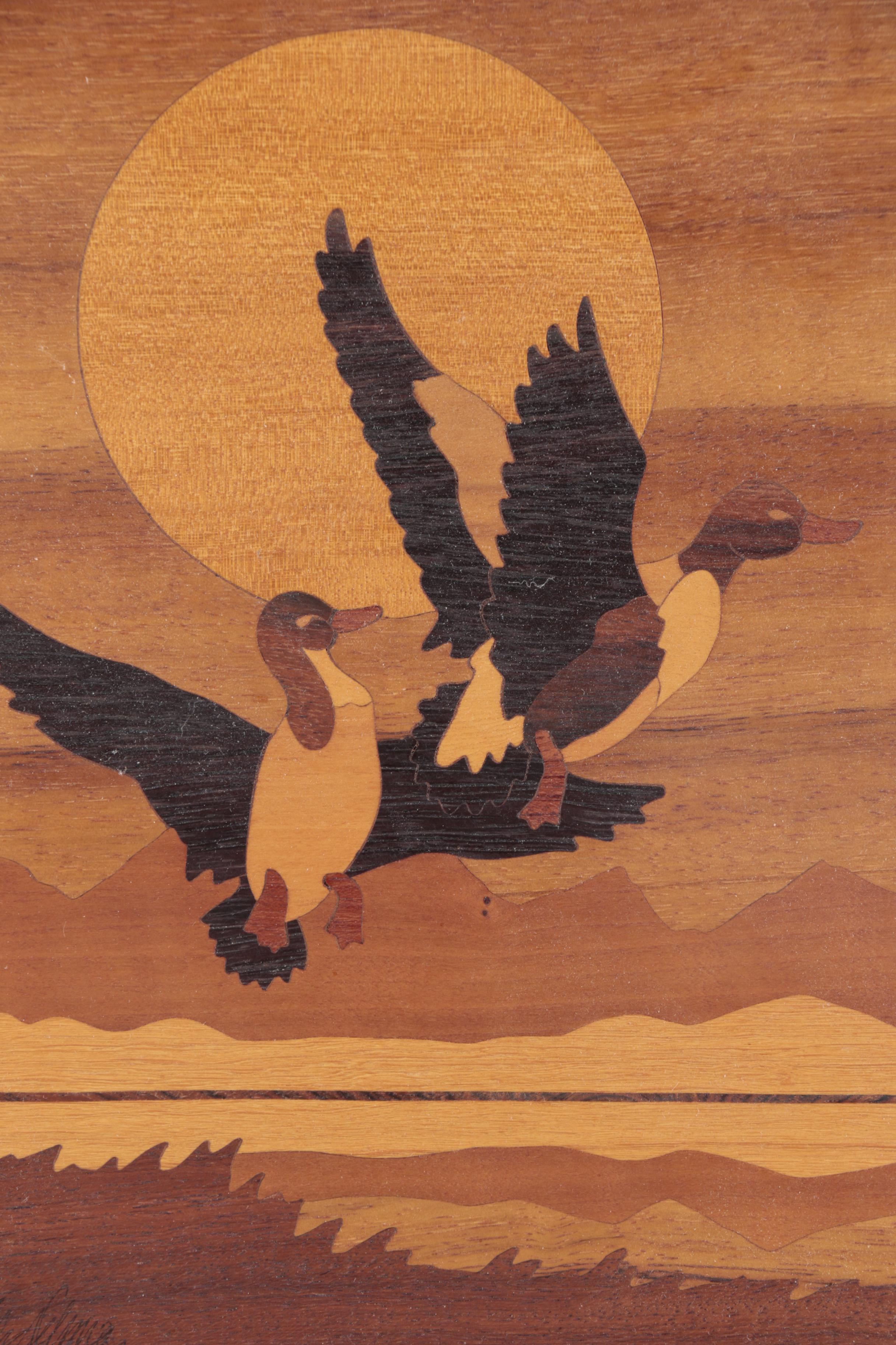 Jeff Alan Nelson Marquetry Landscape With Ducks