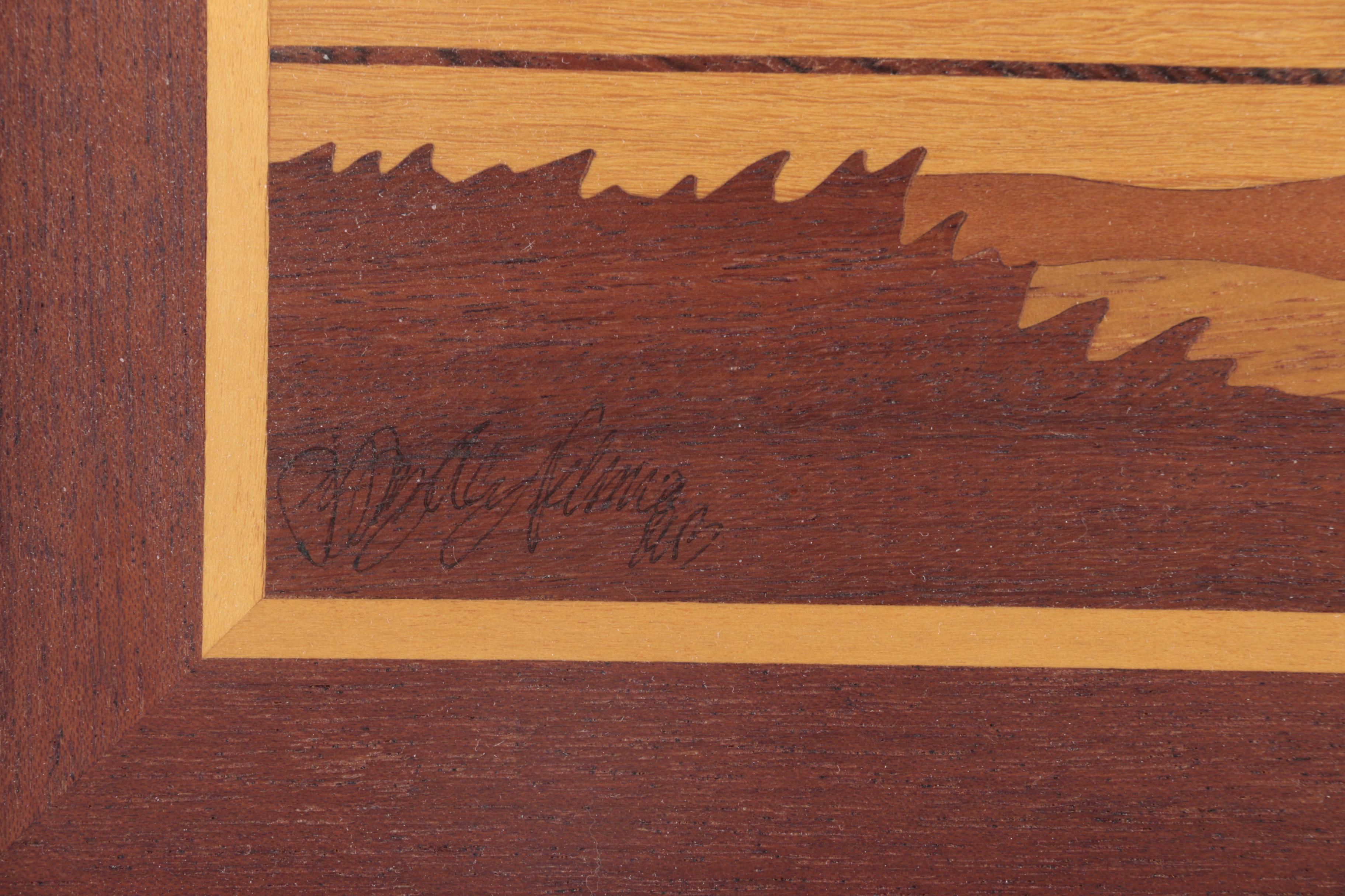 Jeff Alan Nelson Marquetry Landscape With Ducks