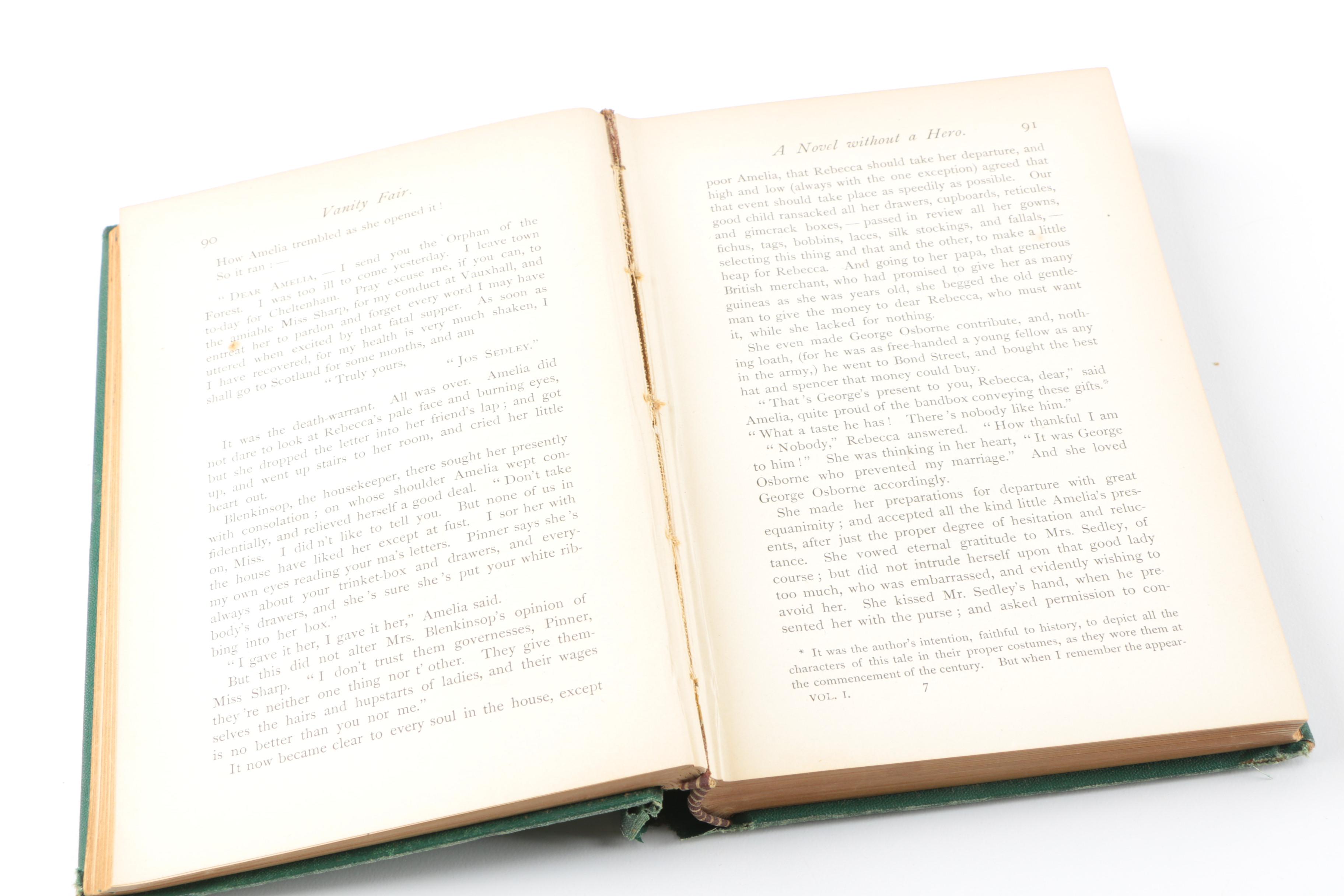 1865 Three Volume Set of "Vanity Fair" by William Makepeace Thackeray