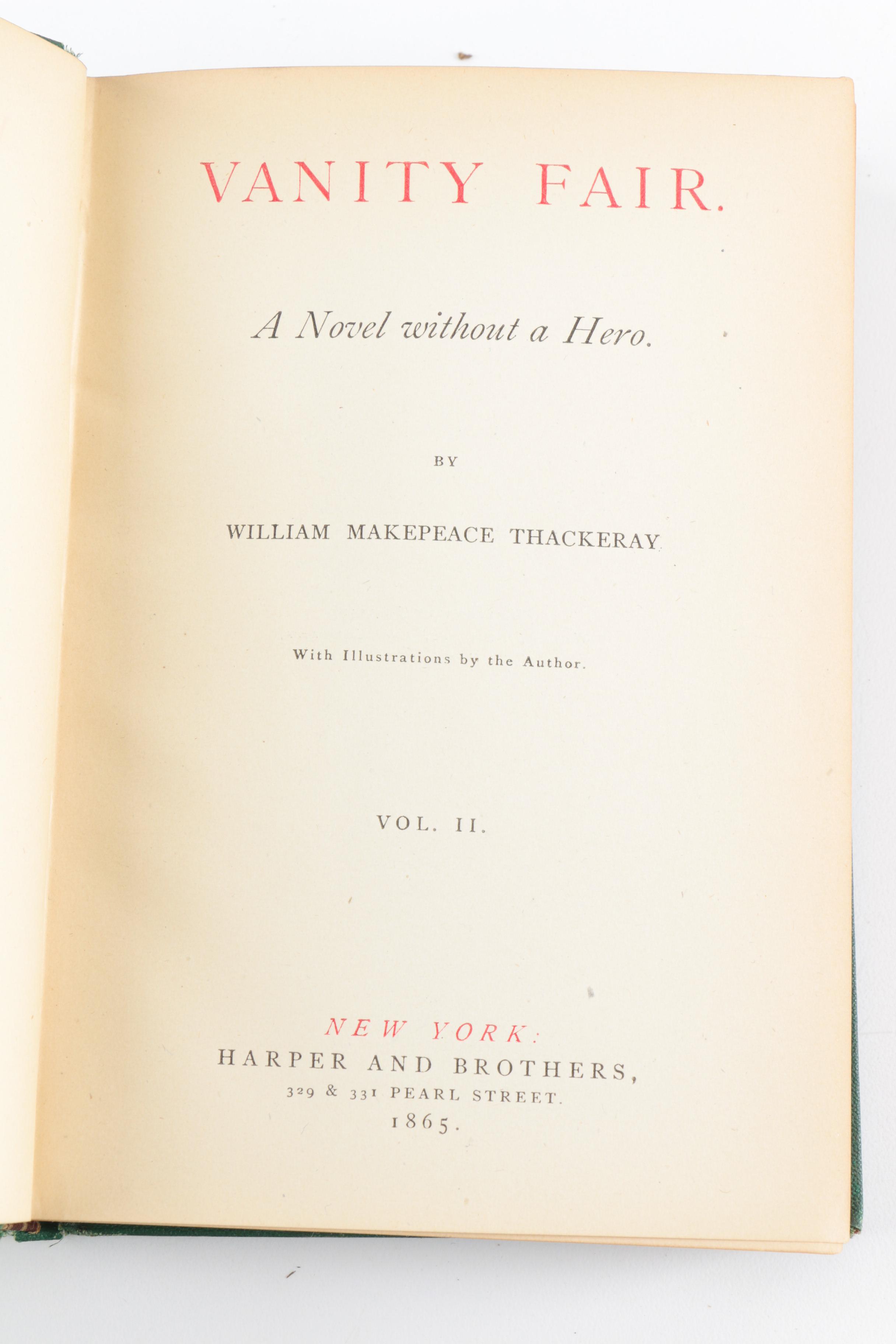 1865 Three Volume Set of "Vanity Fair" by William Makepeace Thackeray
