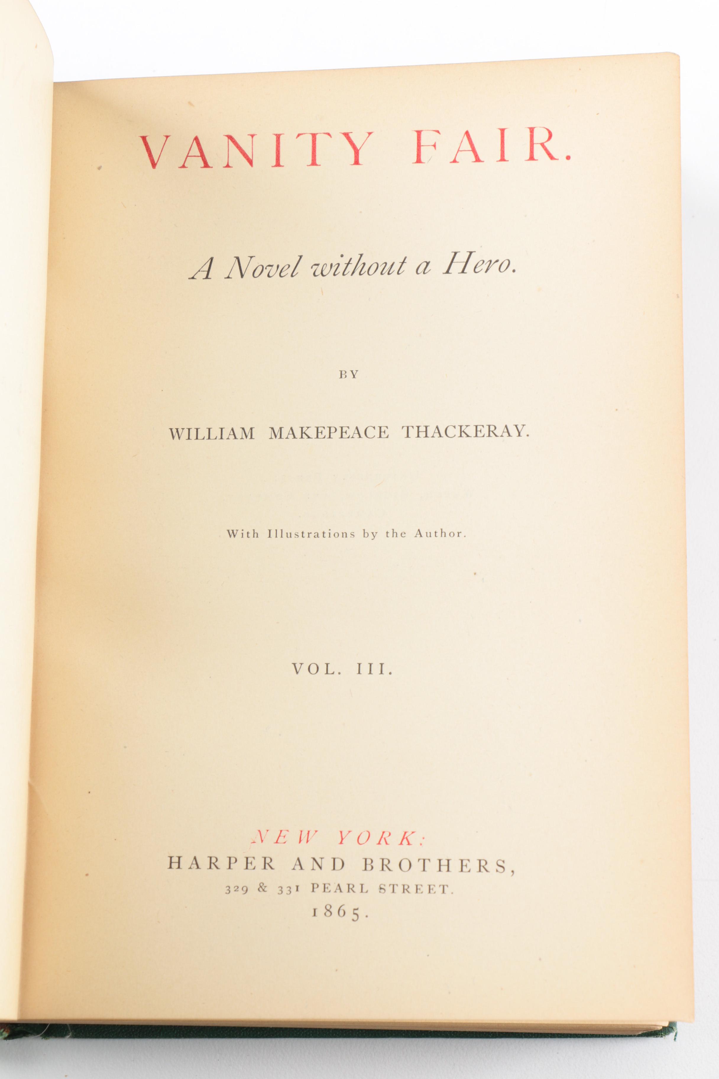 1865 Three Volume Set of "Vanity Fair" by William Makepeace Thackeray