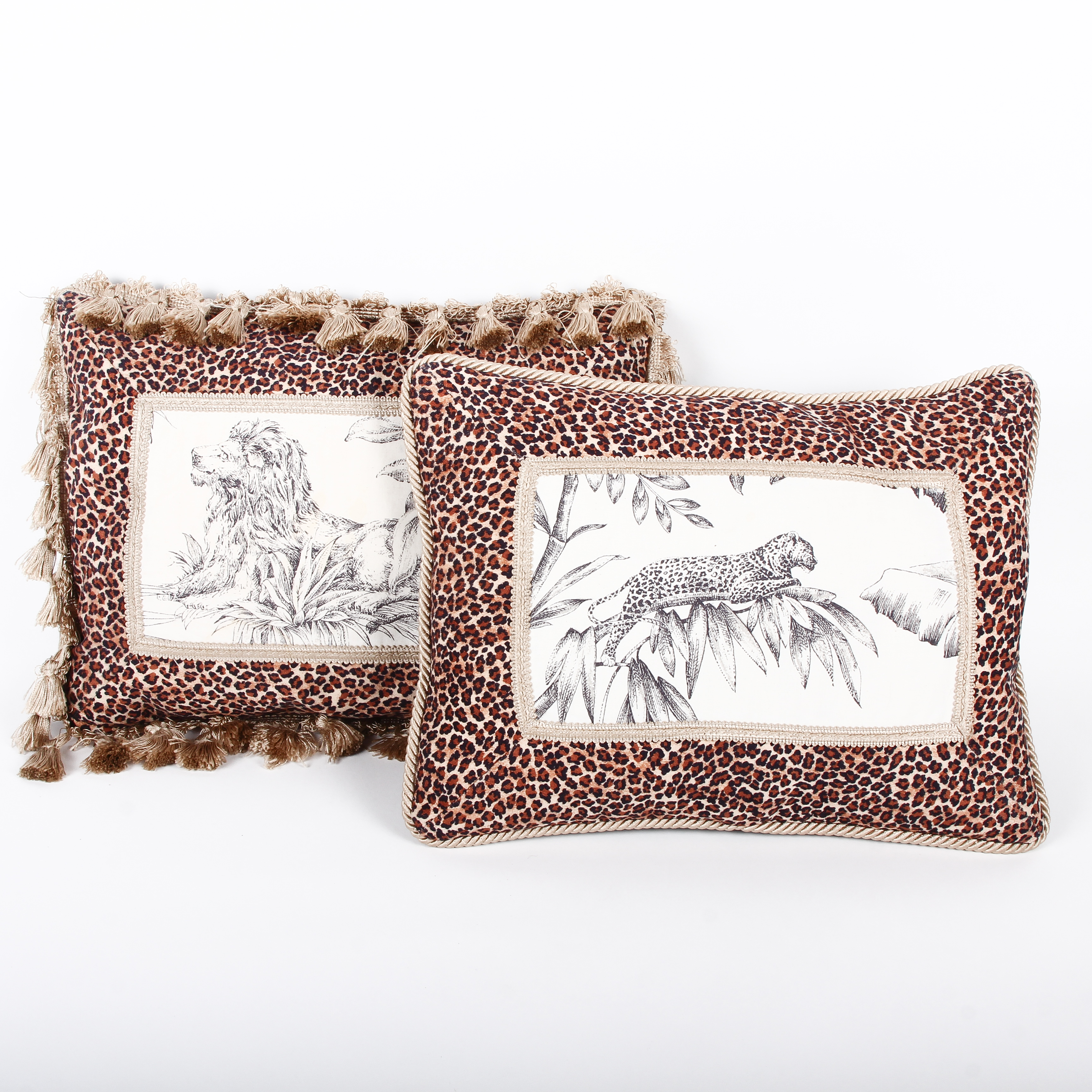 Leopard Print Animal Scene Throw Pillows