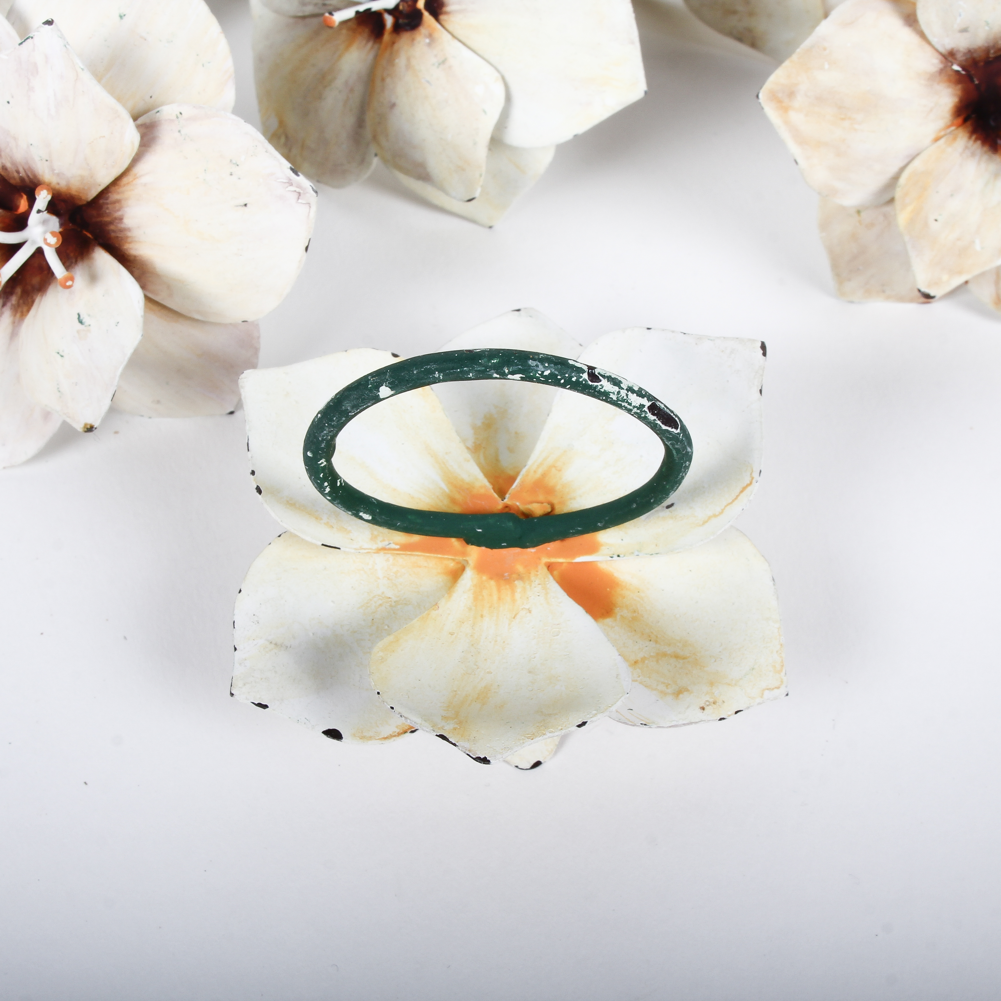 White Floral Napkin Rings
