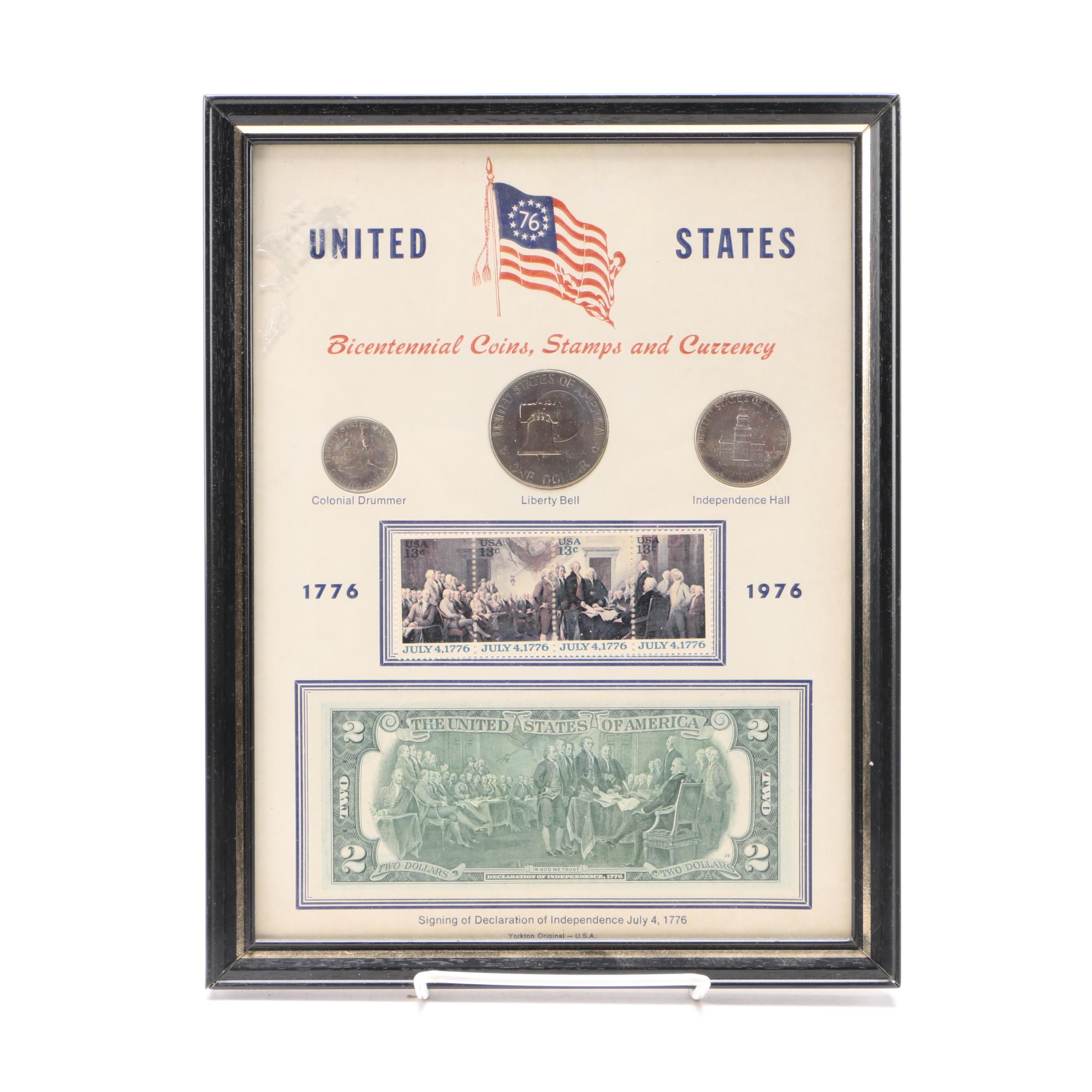 Framed Bicentennial Coins and Currency