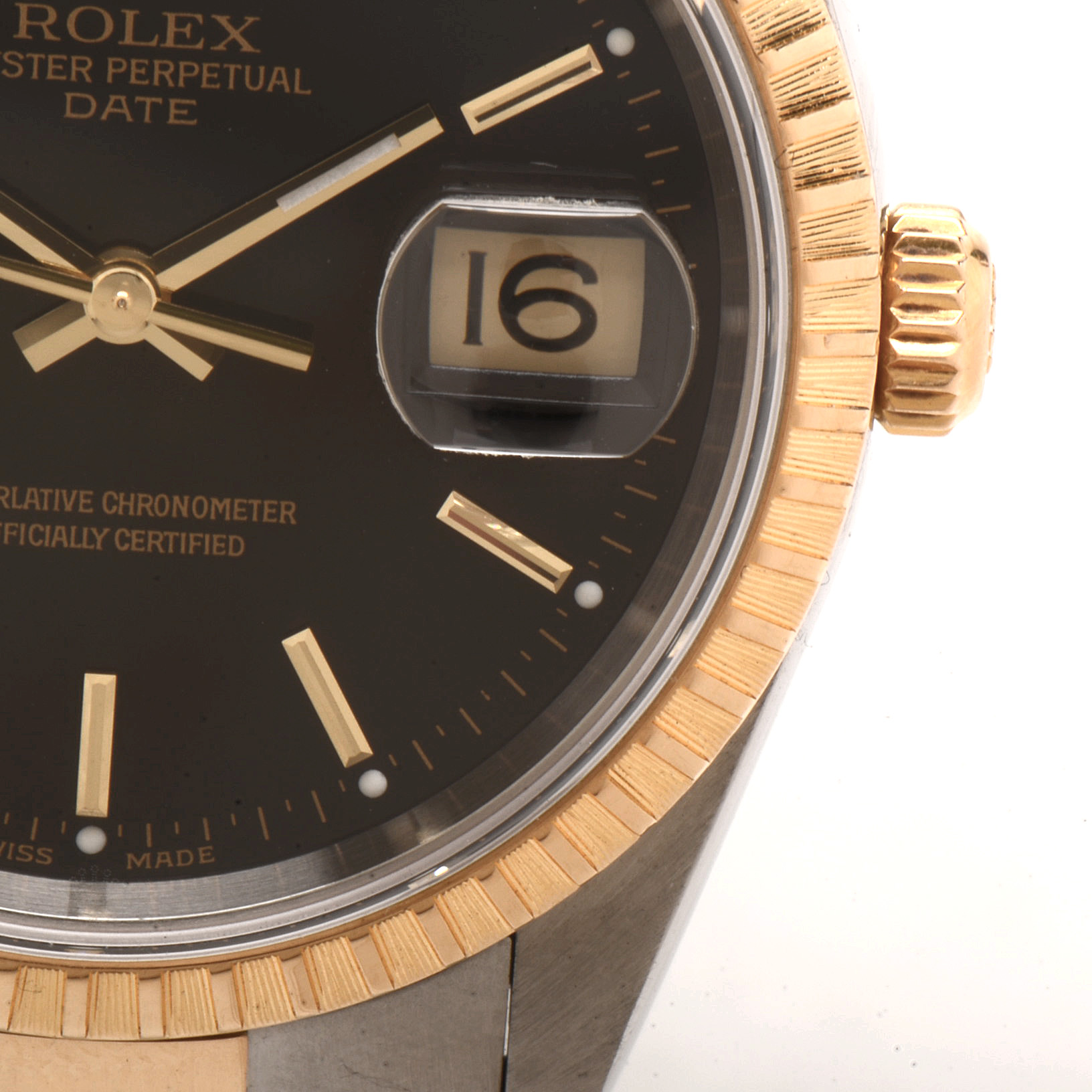 Rolex Perpetual Date 18K Yellow Gold and Stainless Steel 34.00 mm Black Automatic Watch
