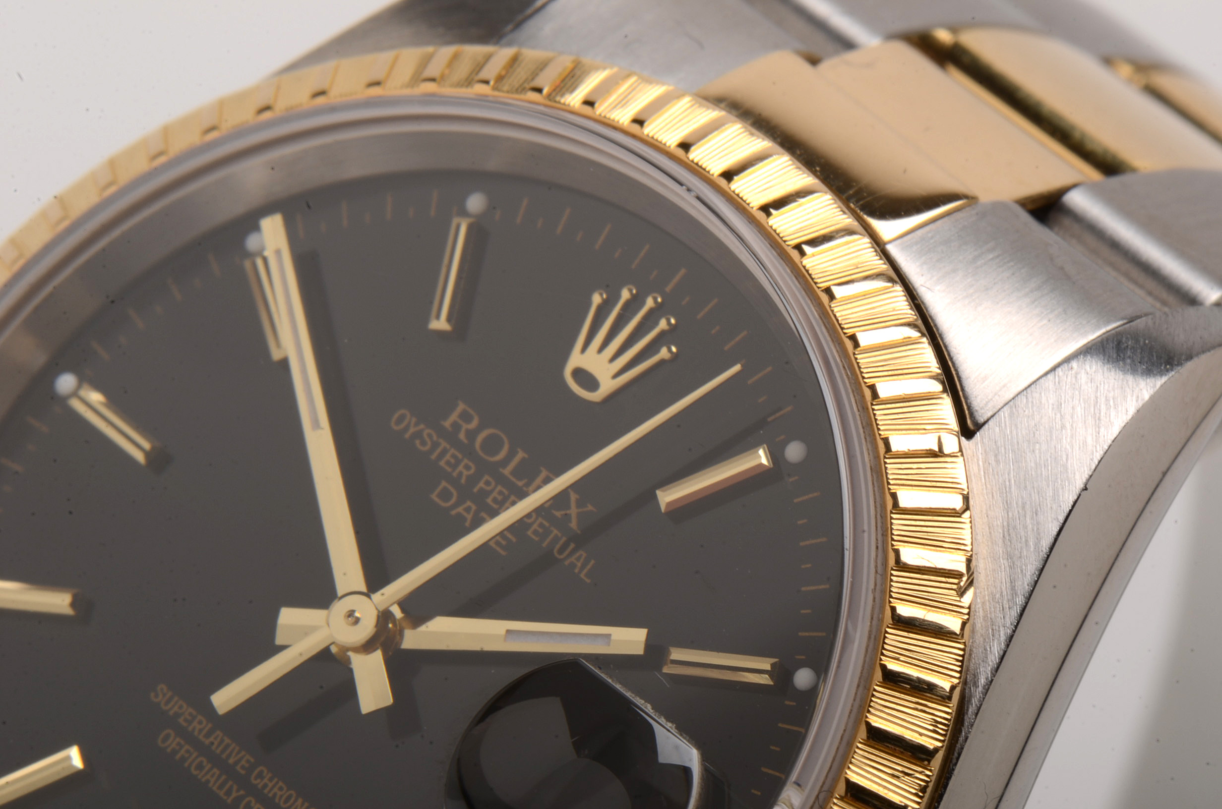 Rolex Perpetual Date 18K Yellow Gold and Stainless Steel 34.00 mm Black Automatic Watch