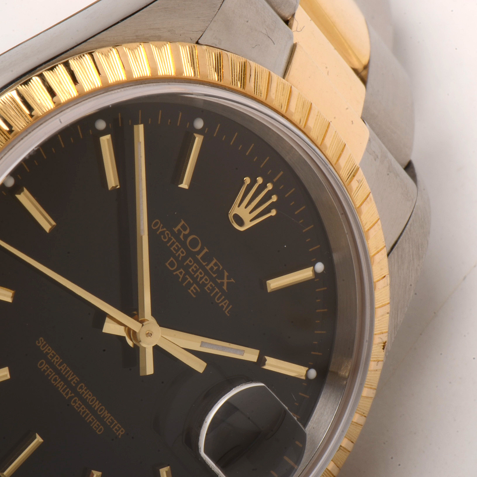 Rolex Perpetual Date 18K Yellow Gold and Stainless Steel 34.00 mm Black Automatic Watch