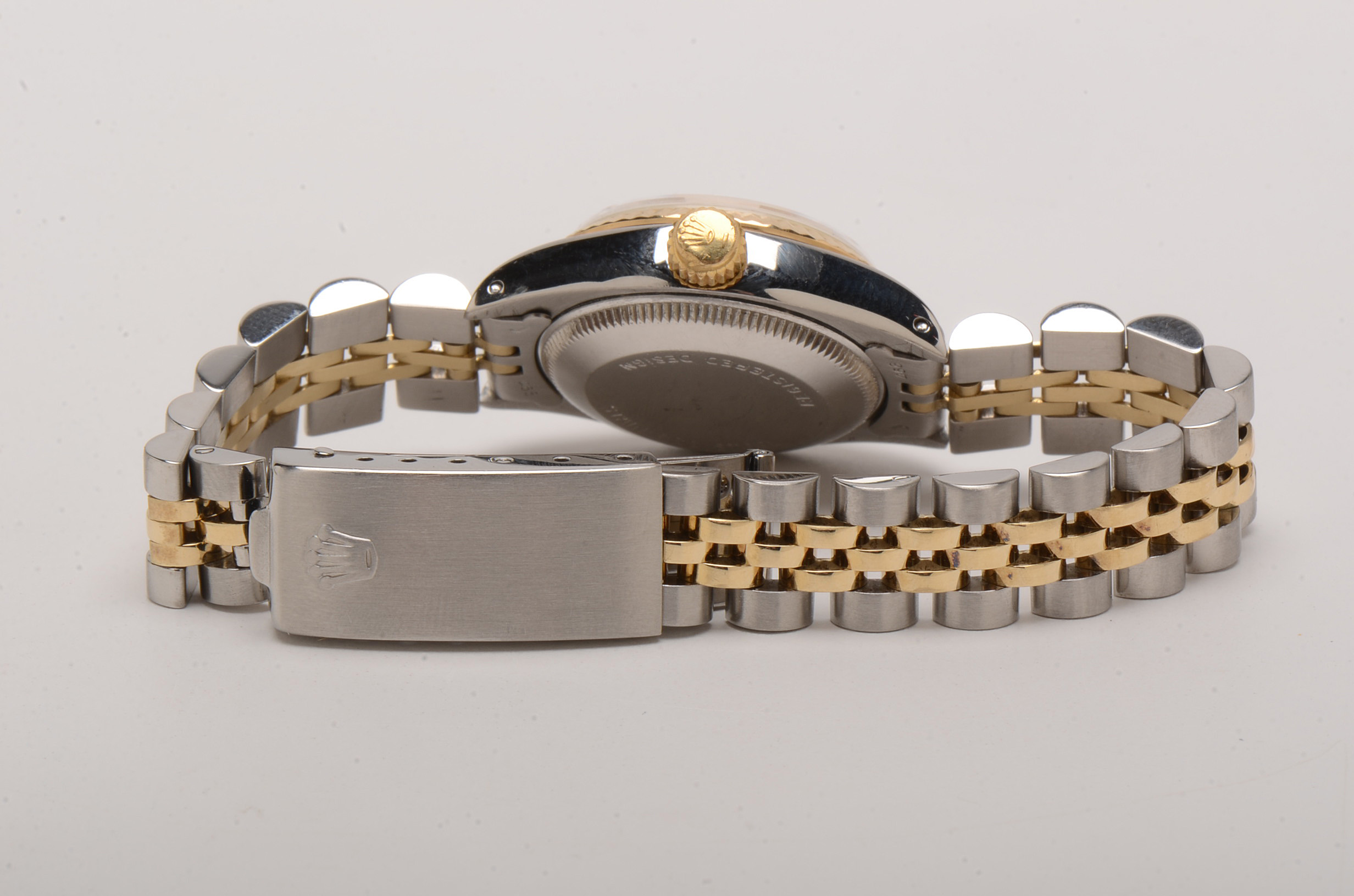 Rolex Date 14K Yellow Gold and Stainless Steel Roman White Dial Automatic Watch