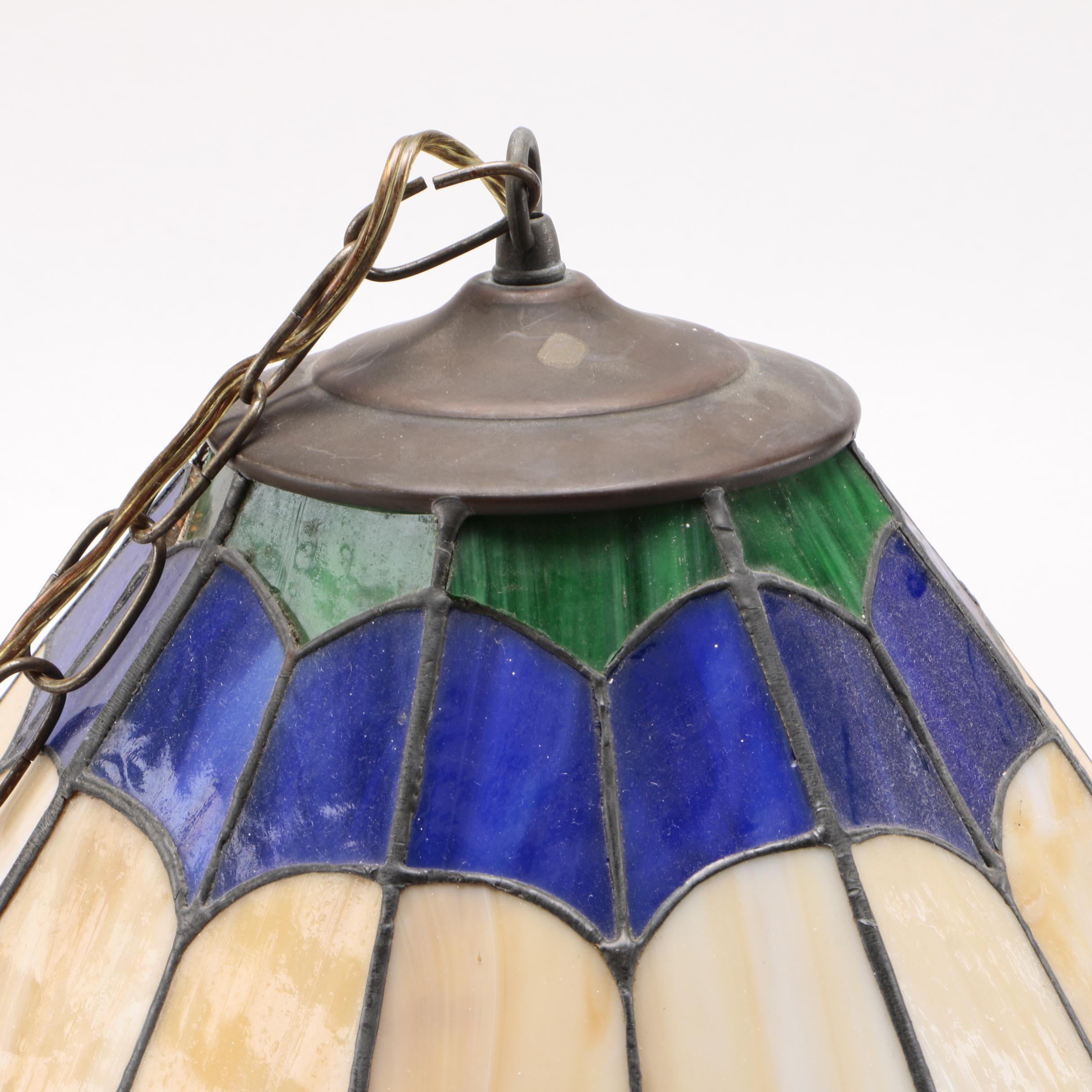 Vintage Stained Glass Pendant Lamp