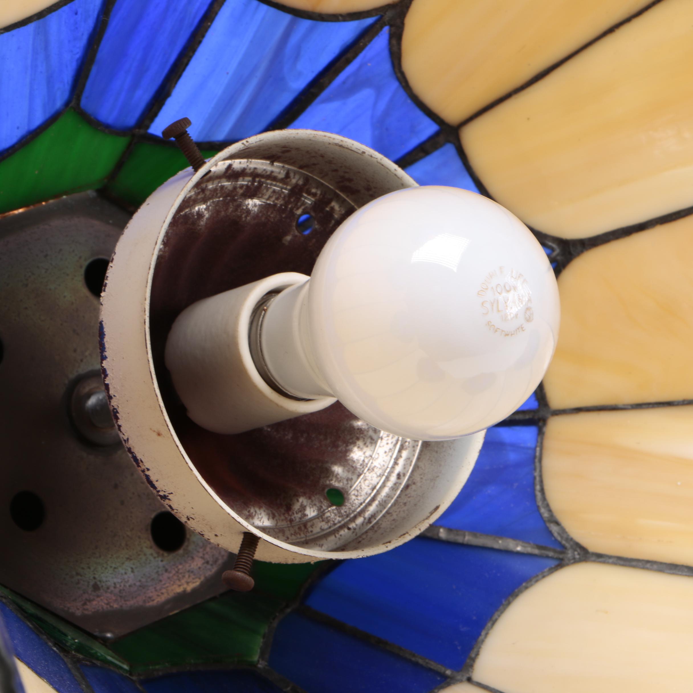 Vintage Stained Glass Pendant Lamp