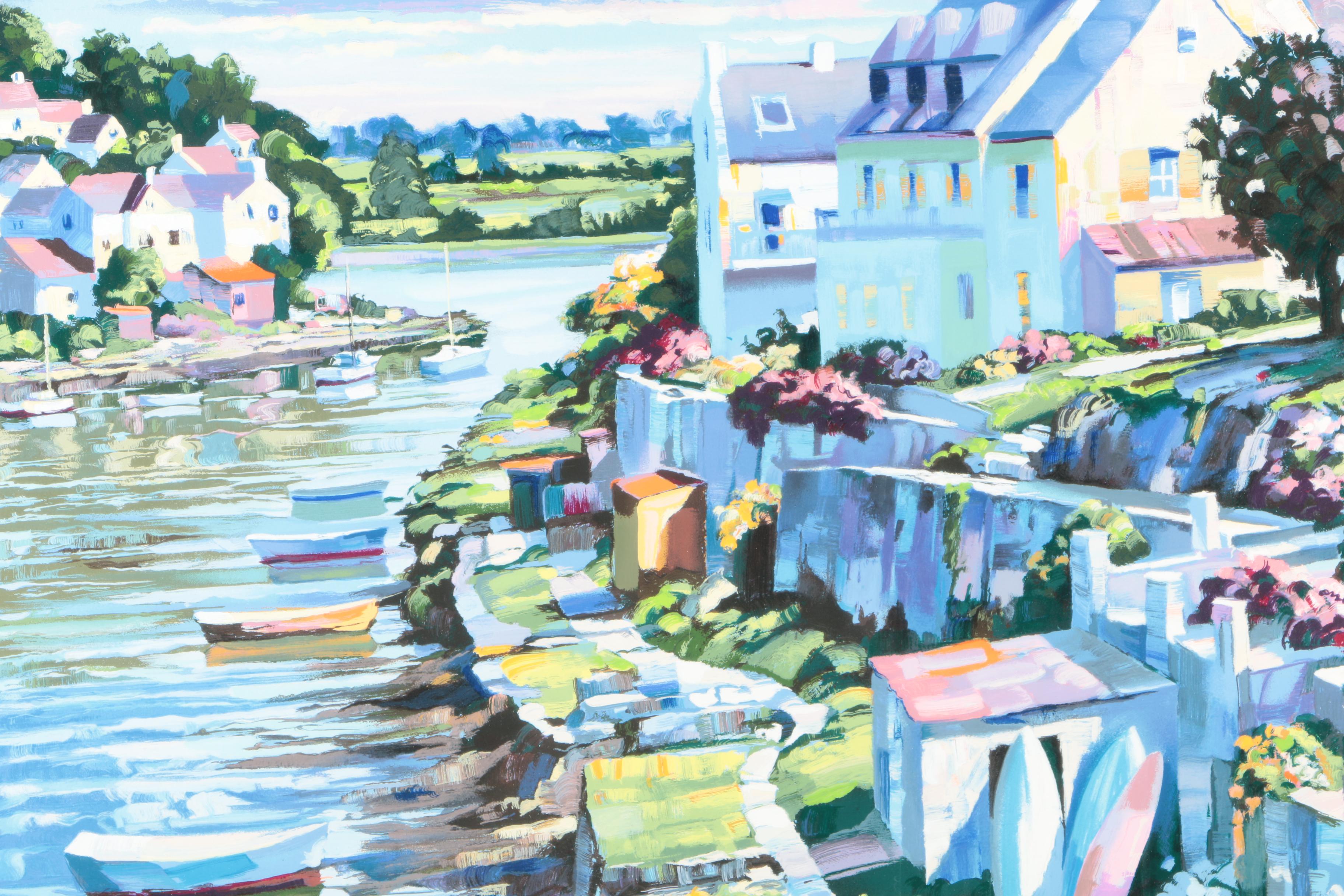 Howard Behrens Limited Edition Serigraph "Normandy Village" From the "French Suite"