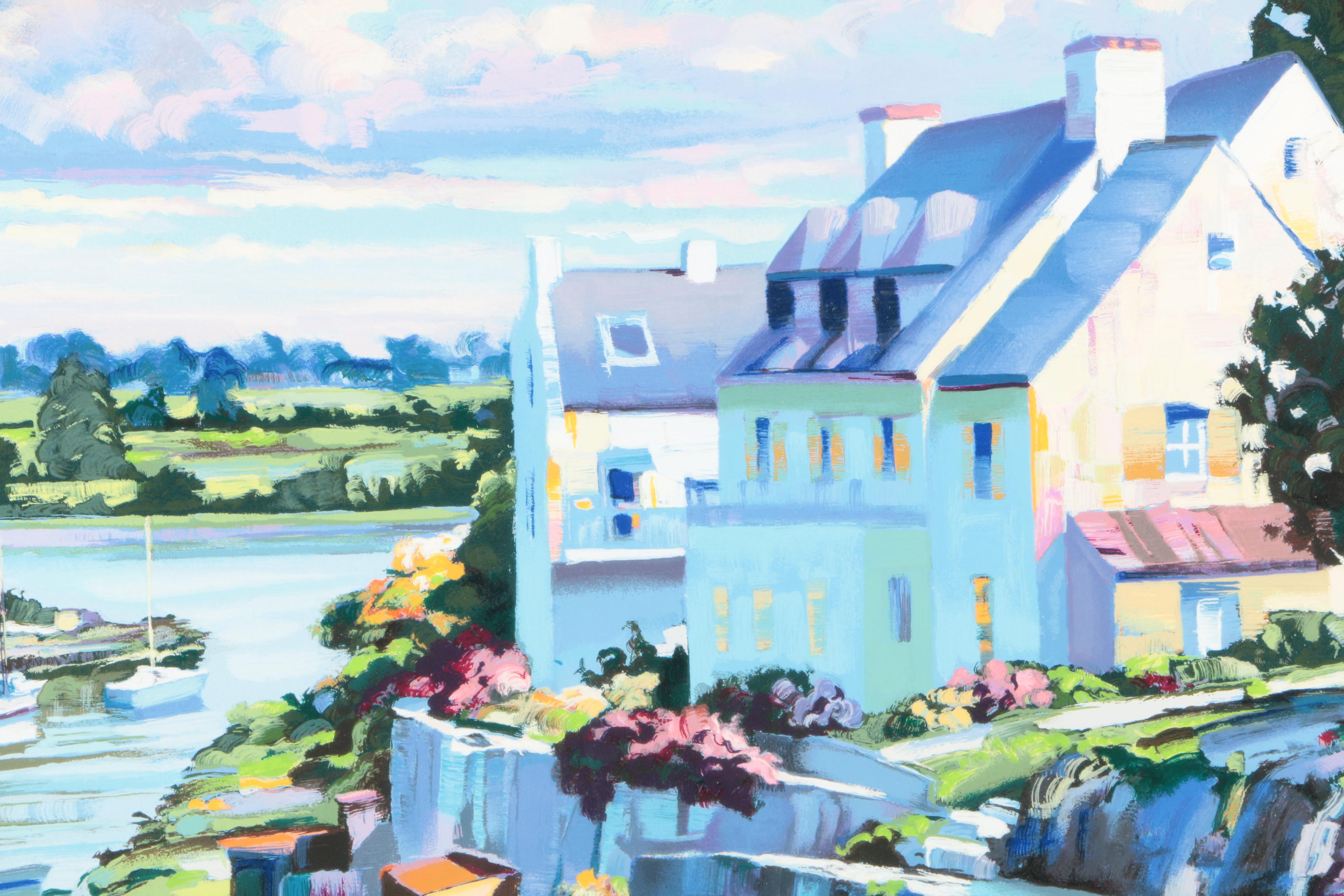 Howard Behrens Limited Edition Serigraph "Normandy Village" From the "French Suite"