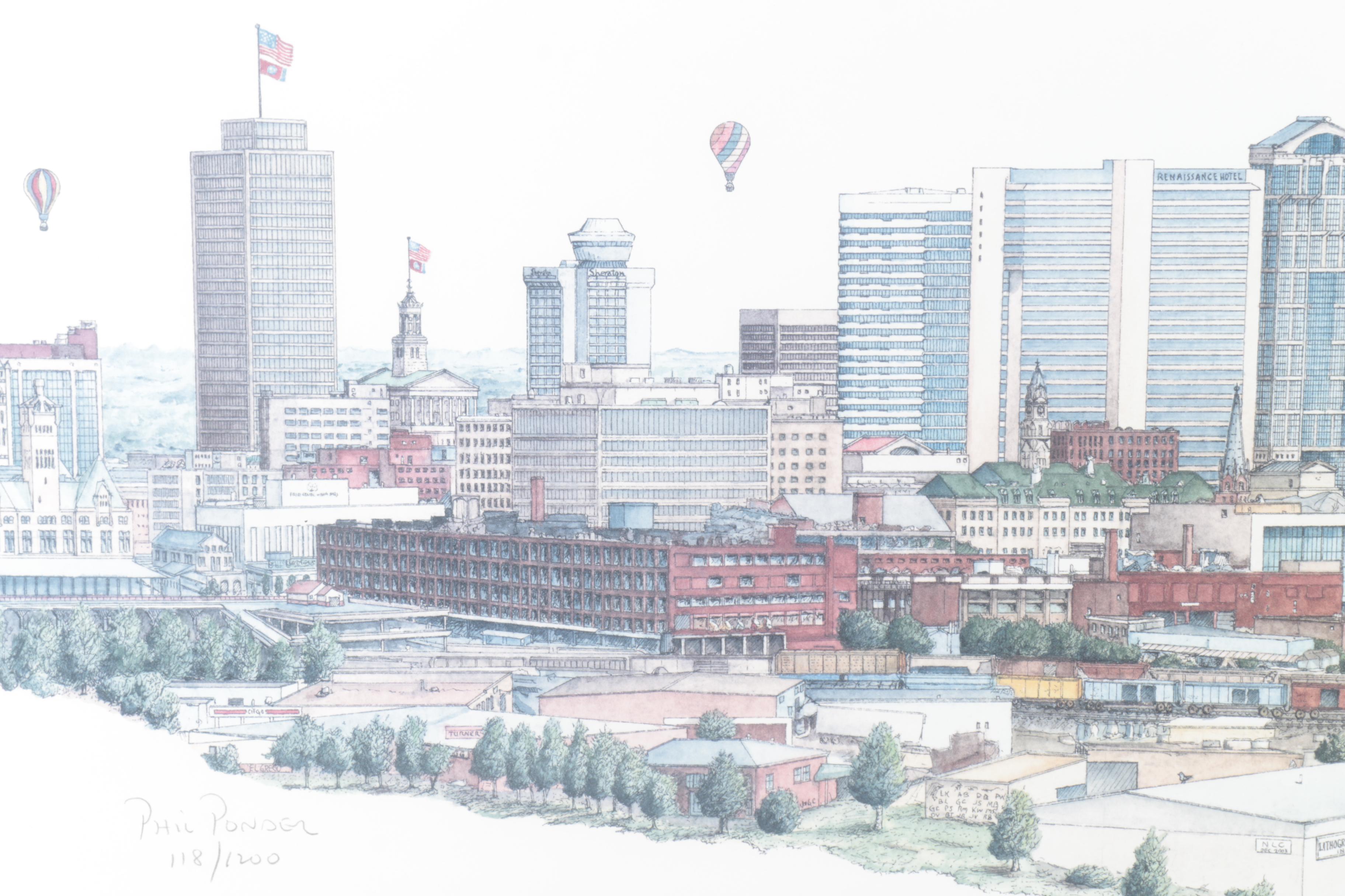 Phil Ponder Limited Edition Offset Lithograph on Paper "A View of Nashville"