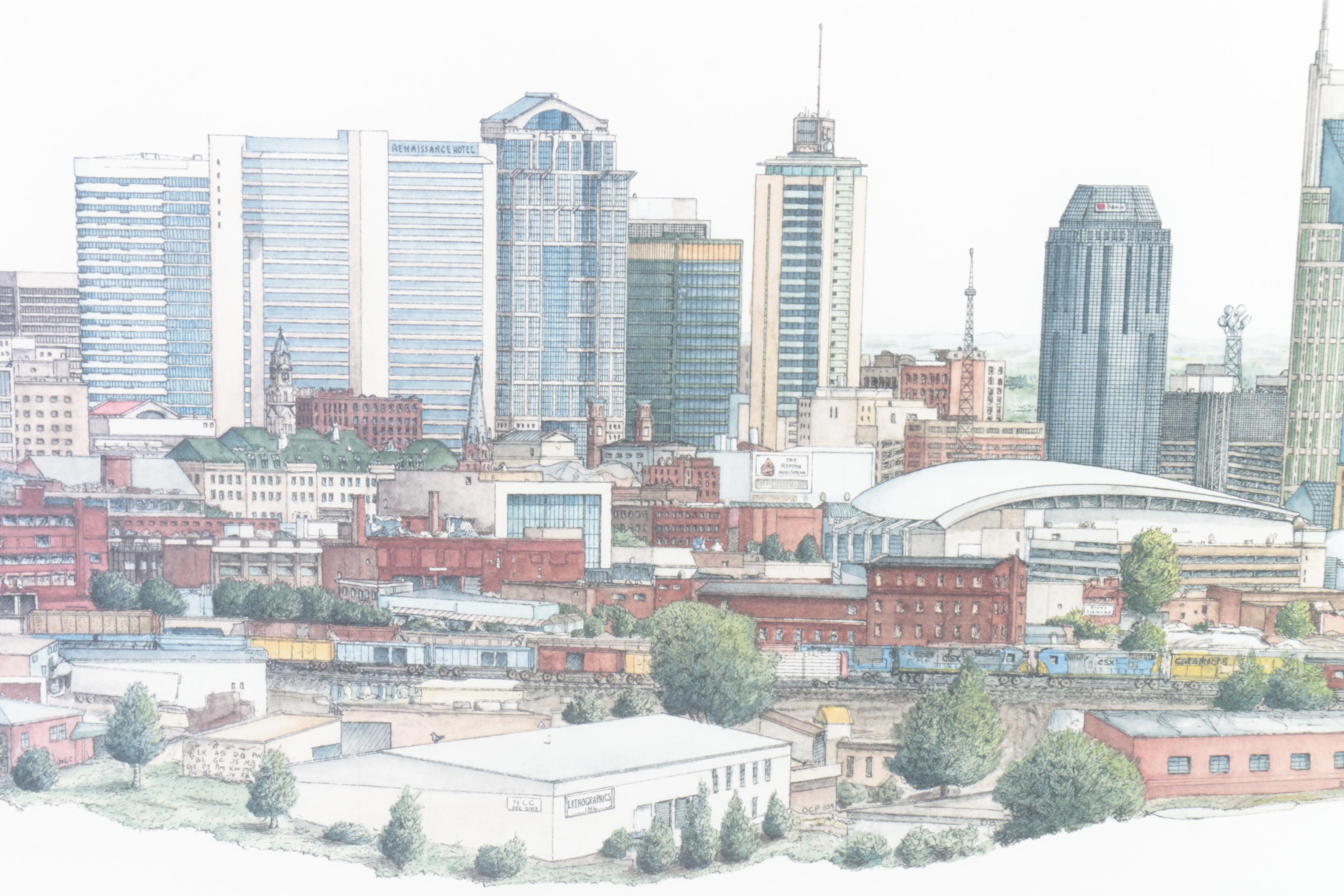 Phil Ponder Limited Edition Offset Lithograph on Paper "A View of Nashville"