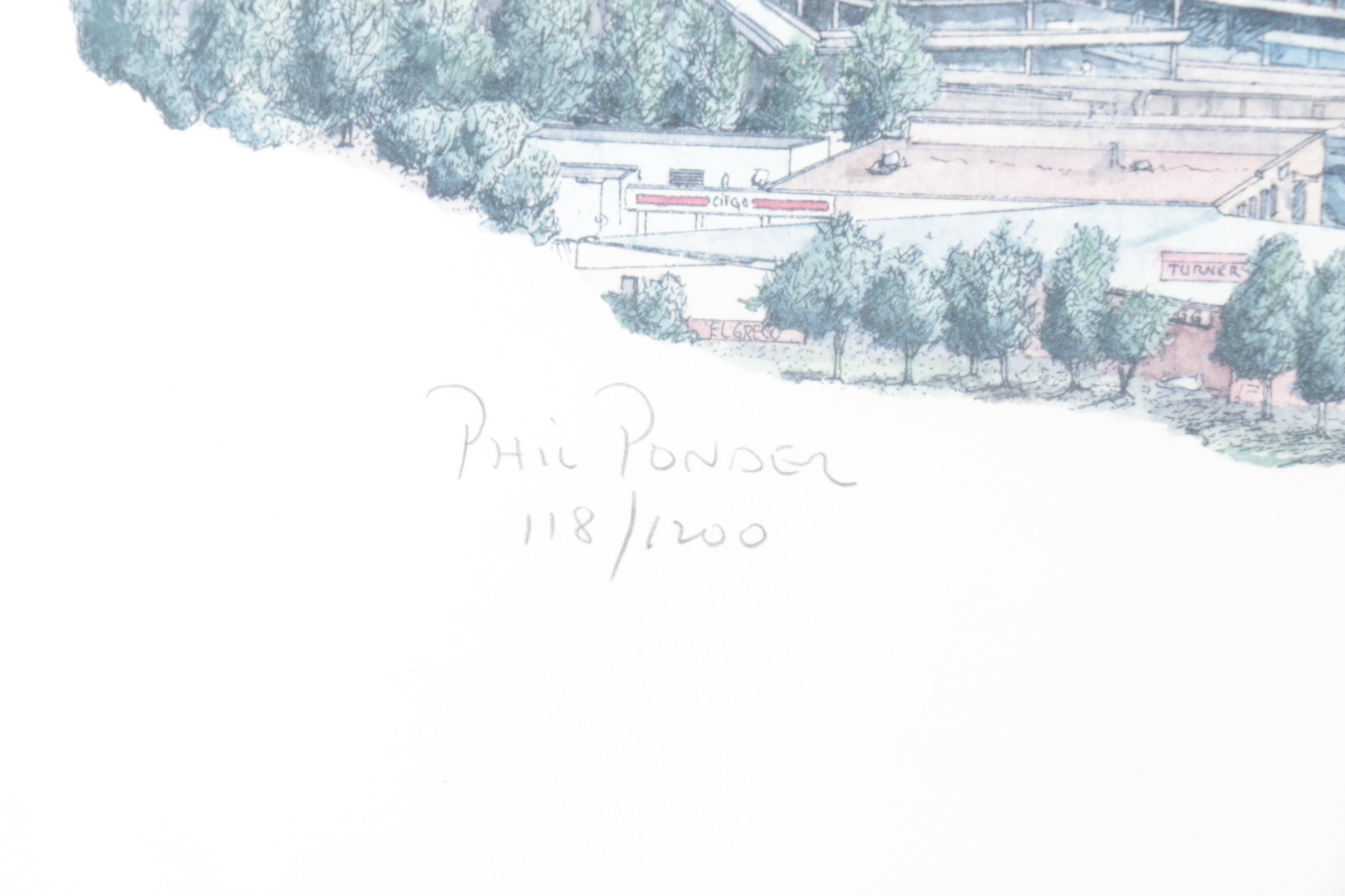 Phil Ponder Limited Edition Offset Lithograph on Paper "A View of Nashville"