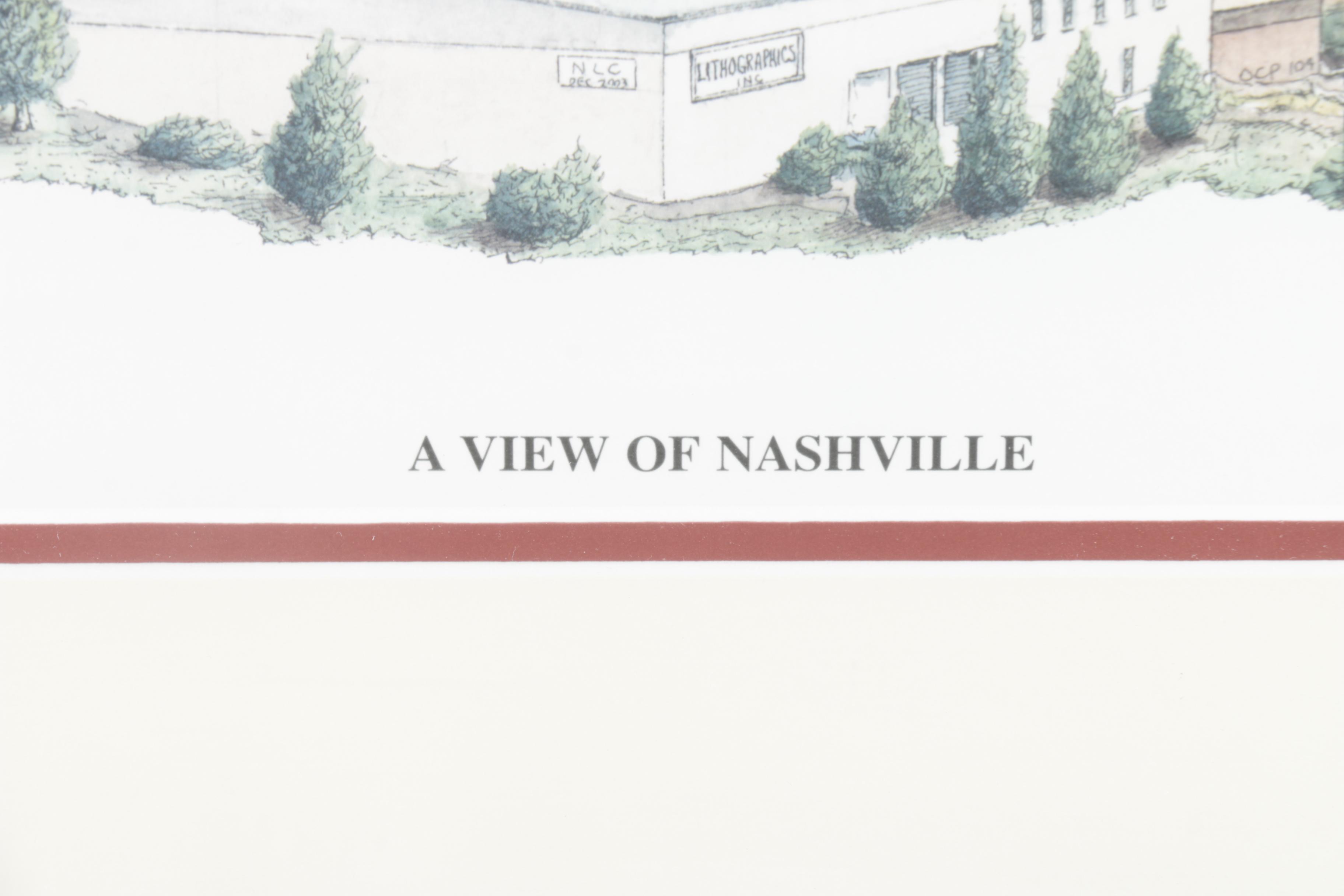Phil Ponder Limited Edition Offset Lithograph on Paper "A View of Nashville"