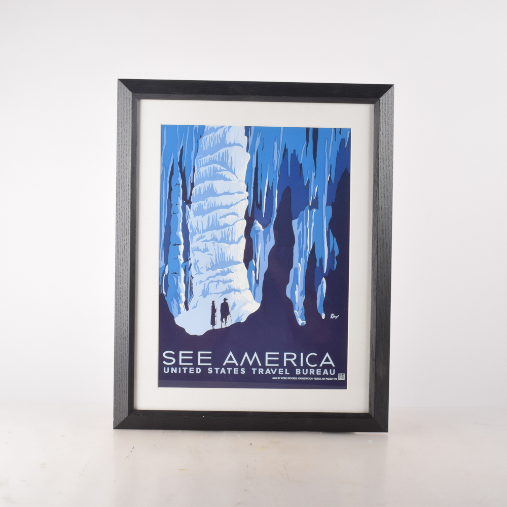 Reproduction 1940s WPA "See America" U.S. Travel Bureau Advertisement