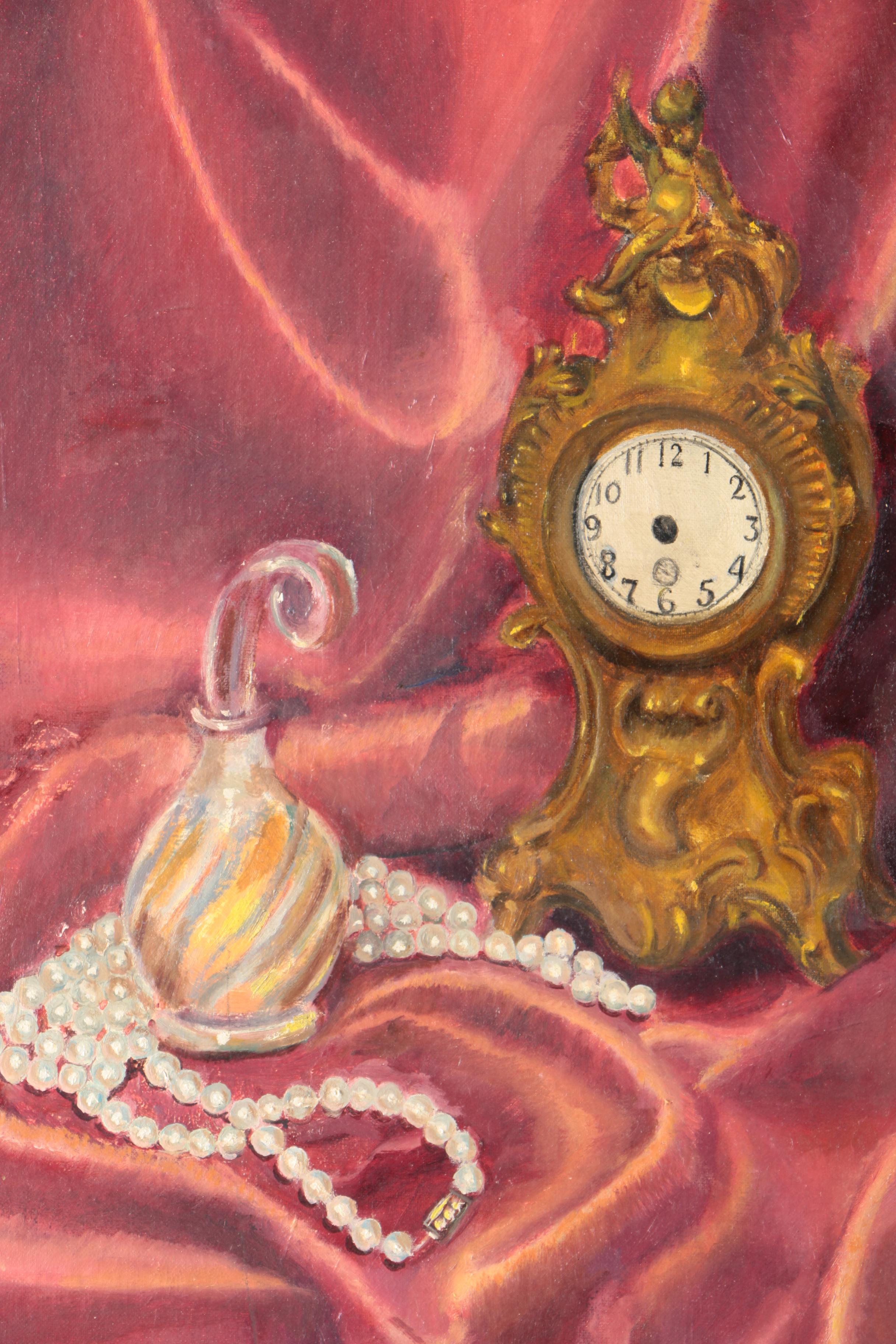 S. Green Oil Painting on Canvas Board of Still Life