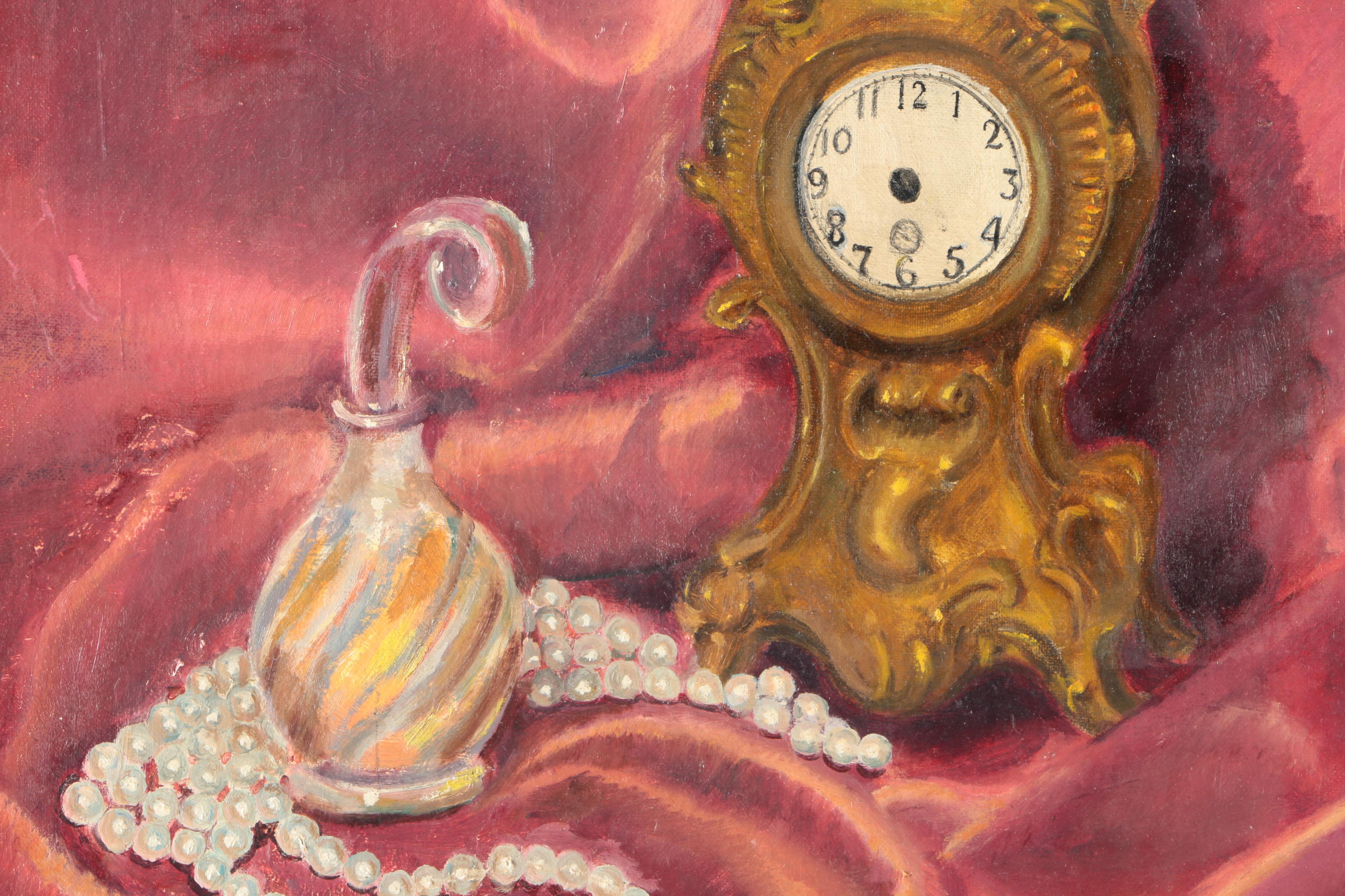 S. Green Oil Painting on Canvas Board of Still Life