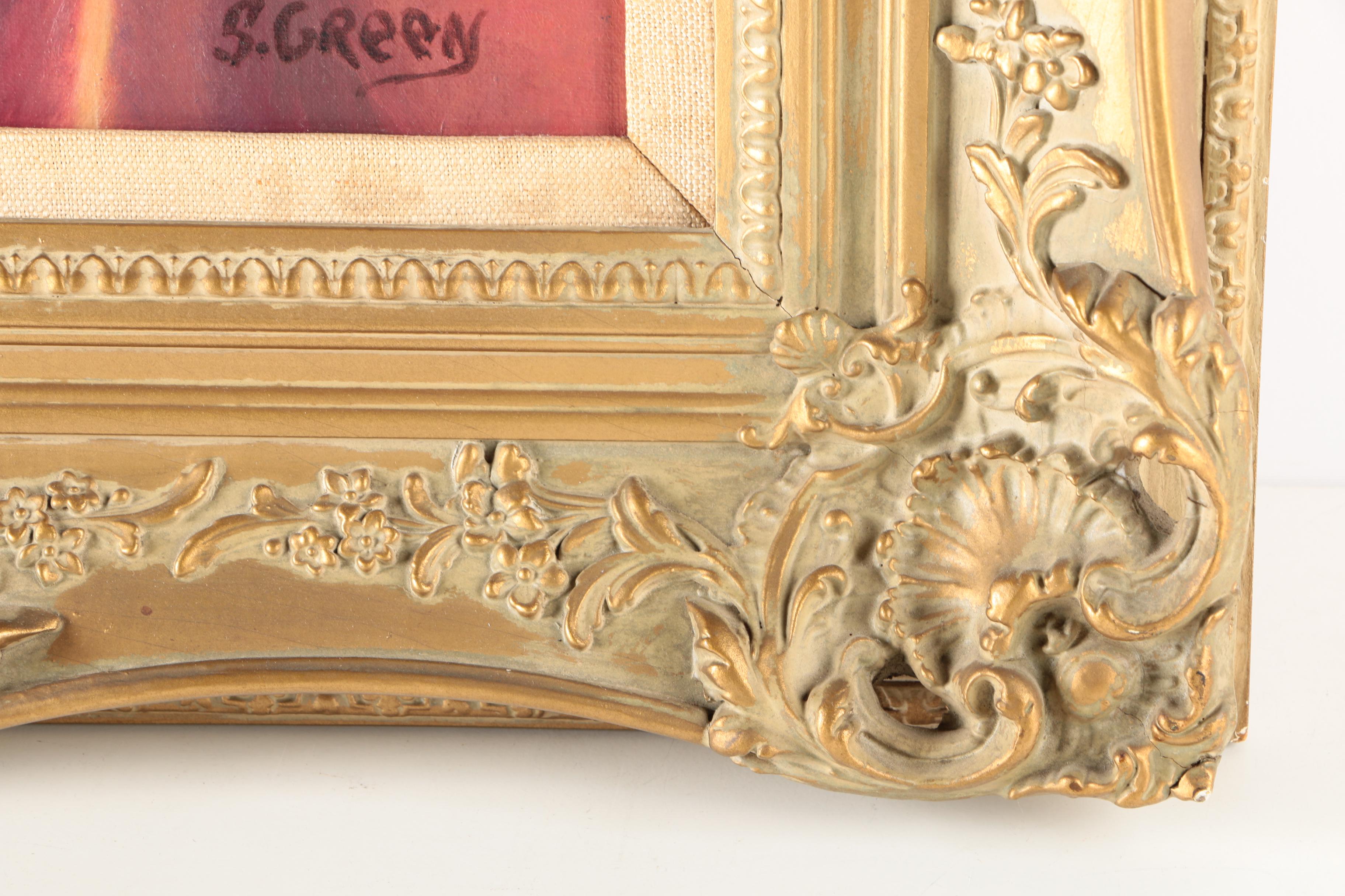 S. Green Oil Painting on Canvas Board of Still Life