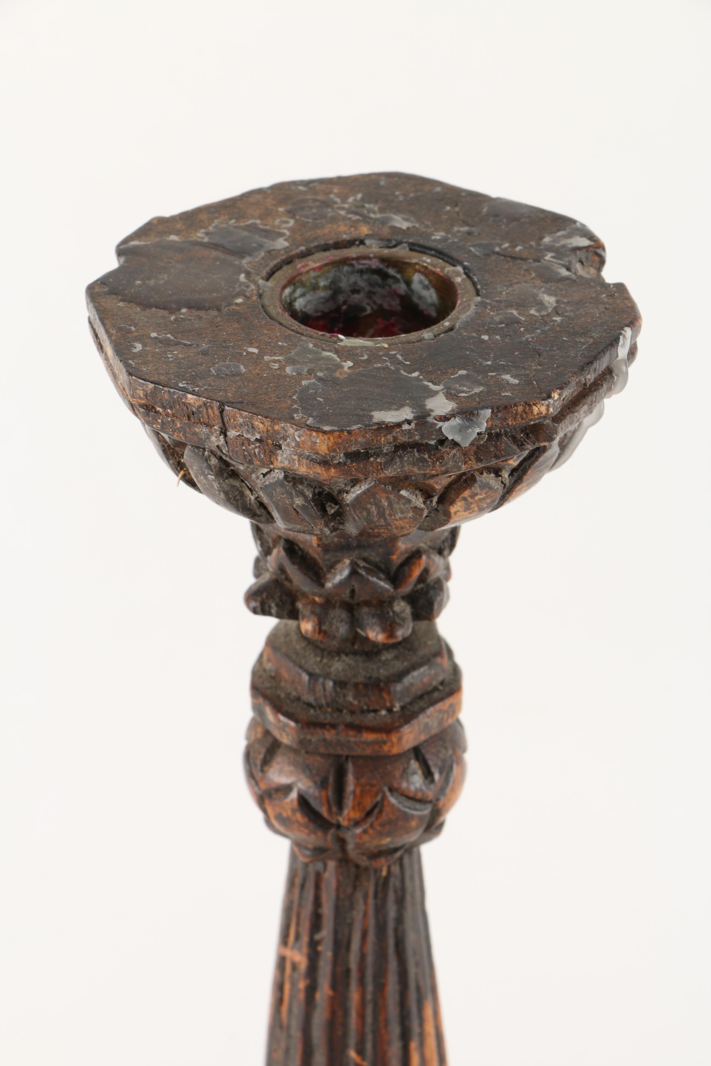 Carved Wood Candlesticks