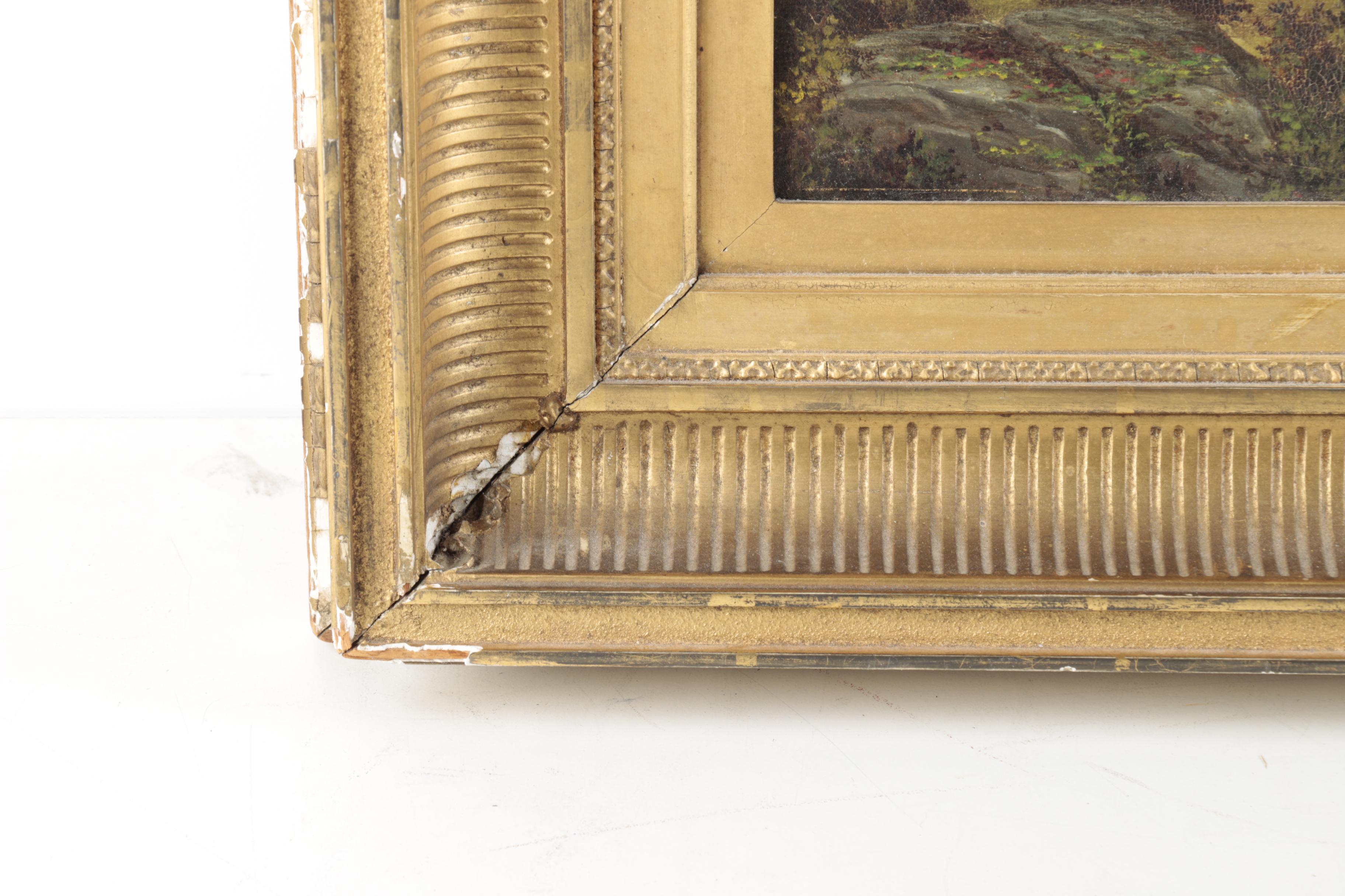 Antique Hudson River School Oil Painting on Canvas of a Landscape